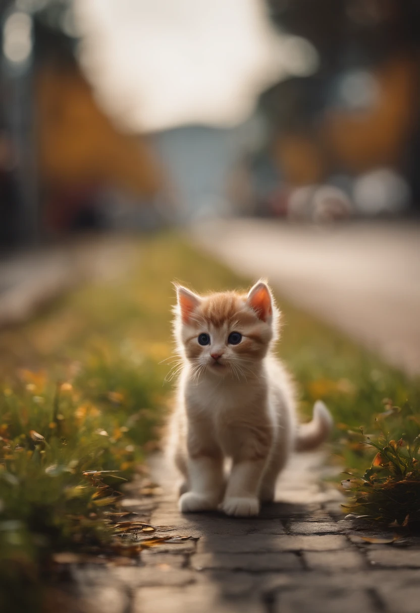 season for autumn、I have two little kittens, a cute little cat, cute kittens, Cutest, Incredibly cute, Adorable and cute, And cute and lovely. They are walking down the street with backpacks, Walking together, commute, Proudly walk down the street, And the cat is walking. They are cute in the style of 🍂 and 🍁, Adorable and cute, Cute and adorable, oh, nice and cute. They are known as real-life Tom and Jerry.Wear warm clothes、muffler、coat