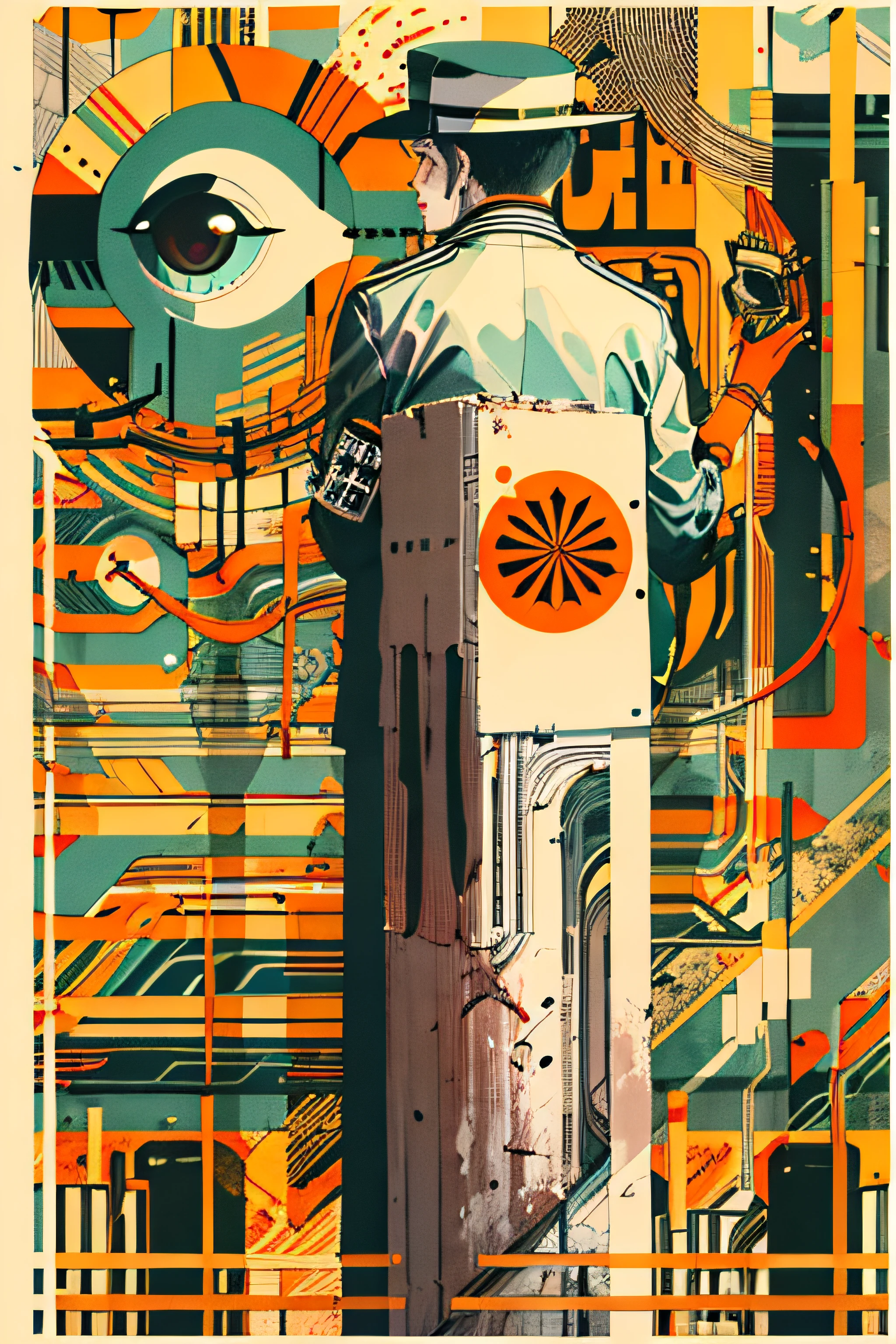 (((dramatic))), (((gritty))), (((intense)))) The movie poster features \(Masterpiece, Best Quality), 8k Wallpaper, highly detailed, poster, minimalist, happy, vintage, 1960s, thriller cinematic movie poster, Bauhaus, shapes, lines, abstract, propaganda, mid century modern, movie poster, vintage, . The color palette is dominated by dark colors, dotted with bright colors, giving the poster a dynamic and visual impact, tachi-e (magazine:1.3), (cover-style:1.3), fashionable, vibrant, outfit, posing, front, colorful, dynamic, background, element, confident, expressive, holding, statement, attachment, majestic, coiled, around, touch, scene, cover, bold, eye-catching, fashion, catchy, bigger, eye-catching, modern, trendy, focused, stylish,