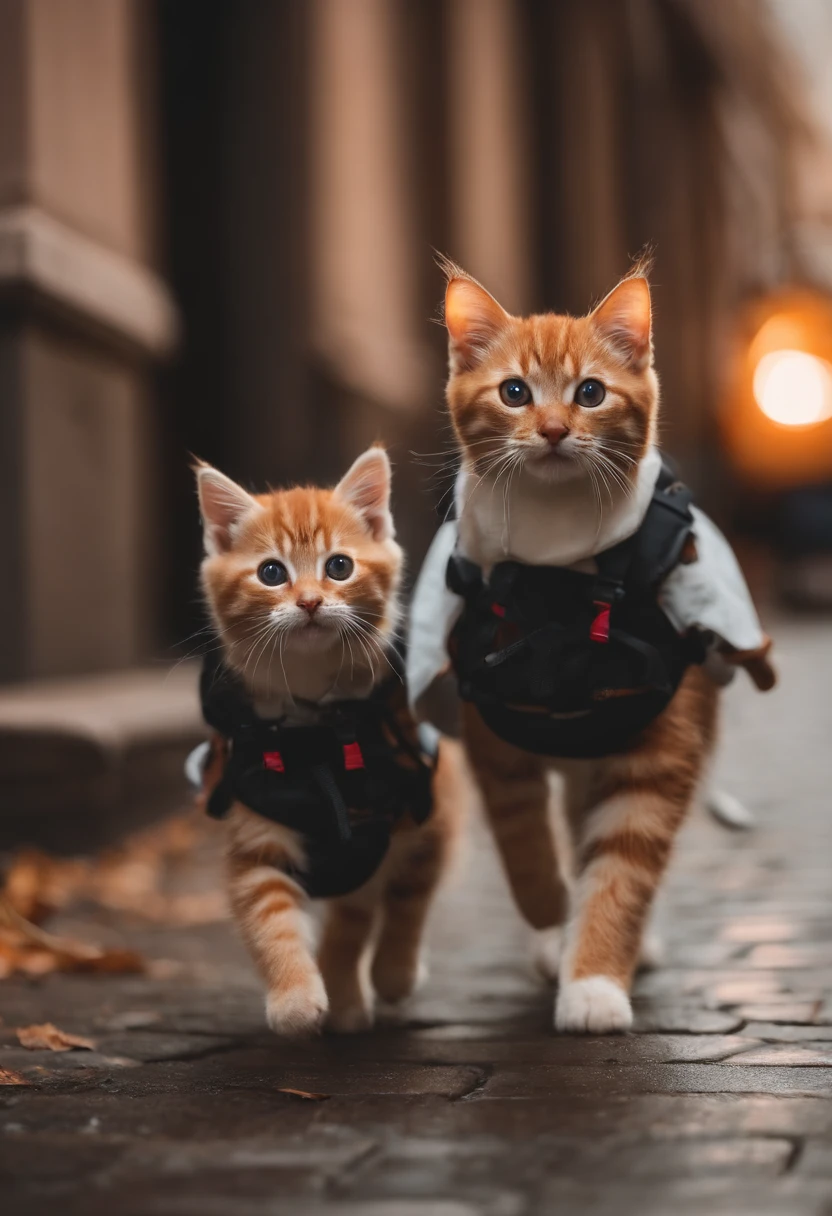 I have two little kittens, a cute little cat, cute kittens, Cutest, Incredibly cute, Adorable and cute, And cute and lovely. They are walking down the street with backpacks, Walking together, commute, Proudly walk down the street, And the cat is walking. They are cute in the style of 🍂 and 🍁, Adorable and cute, Cute and adorable, oh, nice and cute. They are known as real-life Tom and Jerry.