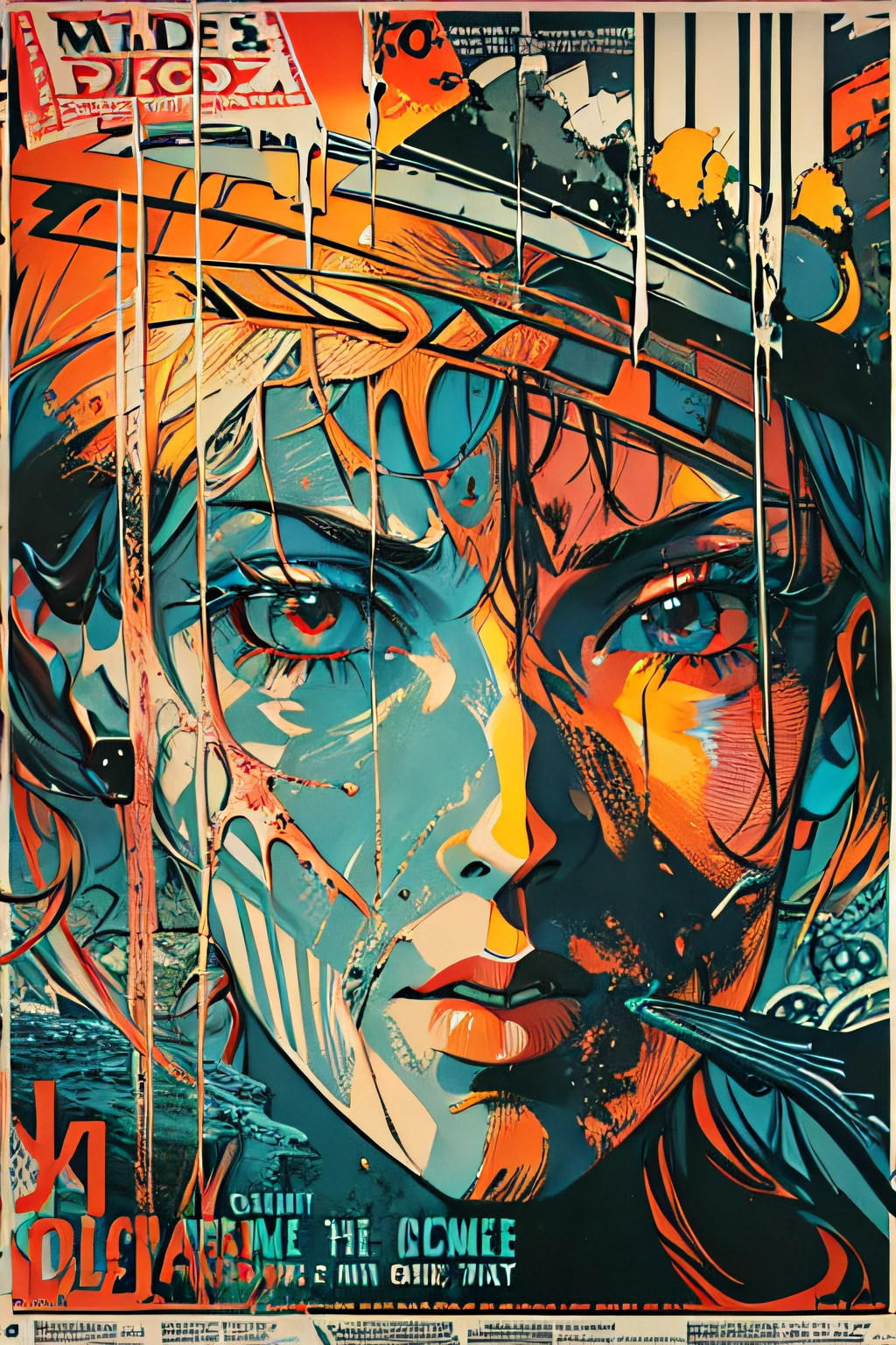 (((dramatic))), (((gritty))), (((intense)))), ocean, wet hunt,  plane, The movie poster features \(Masterpiece, Best Quality), 8k Wallpaper, highly detailed, poster, vintage, 1960s, Bauhaus, cinematic movie poster, shapes, lines, abstract, propaganda, mid century modern, movie poster, The color palette is dominated by dark colors, dotted with bright colors, giving the poster a dynamic and visual impact, (magazine:1.3), (cover-style:1.3), fashionable, vibrant, outfit, posing, front, colorful, dynamic, background, element, confident, expressive, holding, statement, attachment, majestic, coiled, around, touch, scene, cover, bold, eye-catching, fashion, catchy, bigger, eye-catching, modern, trendy, focused, stylish, no text