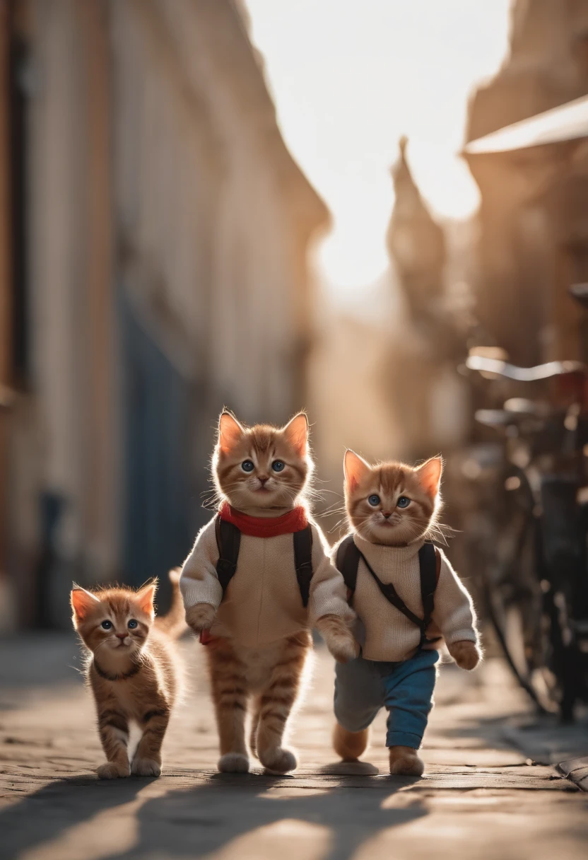 I have two little kittens, a cute little cat, cute kittens, Cutest, Incredibly cute, Adorable and cute, And cute and lovely. They are walking down the street with backpacks, Walking together, commute, Proudly walk down the street, And the cat is walking. They are cute in the style of 🍂 and 🍁, Adorable and cute, Cute and adorable, oh, nice and cute. They are known as real-life Tom and Jerry.