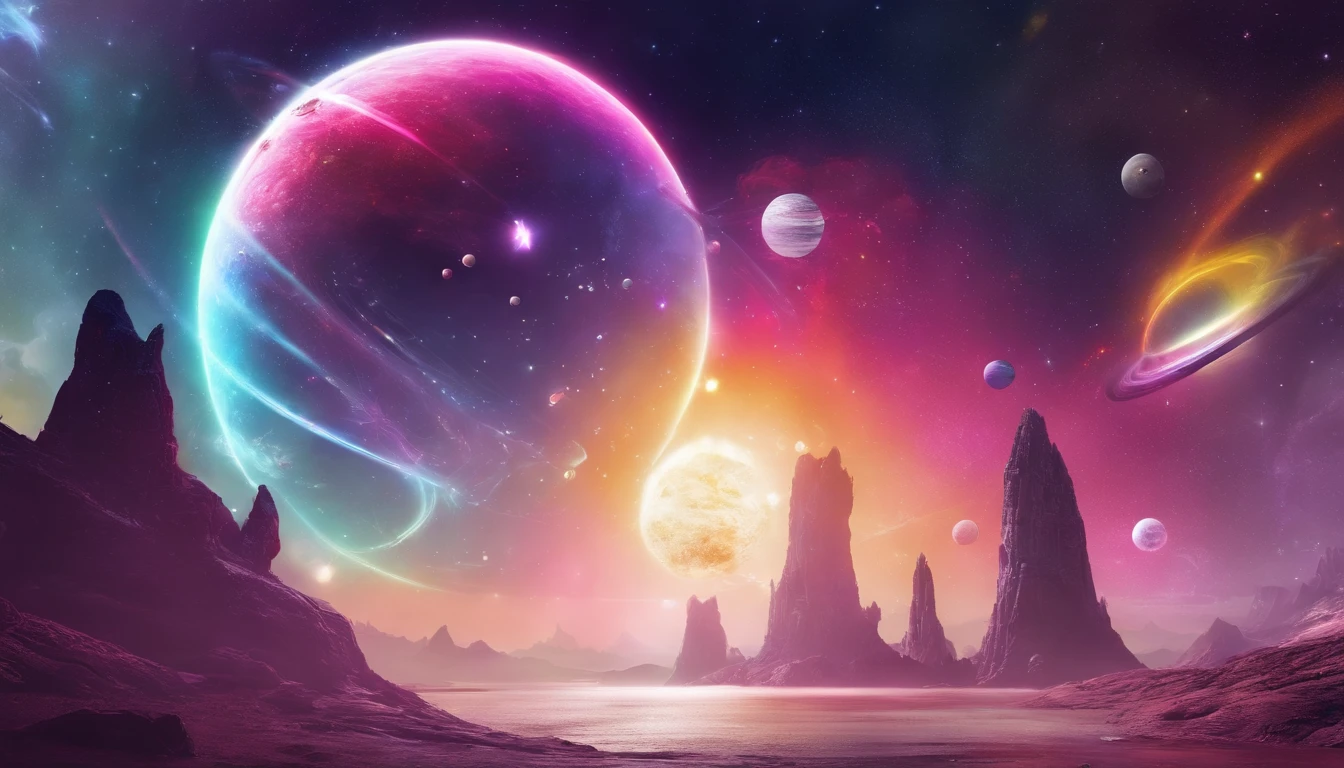 Ghosts on an exotic planet, Bright rainbows and planets with rings in the sky