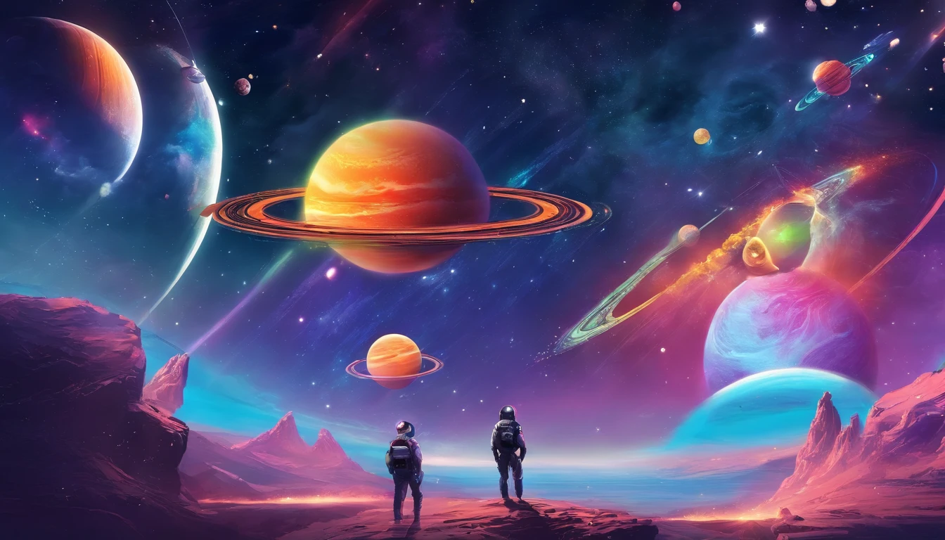 Ghosts on an exotic planet, Bright rainbows and planets with rings in the sky