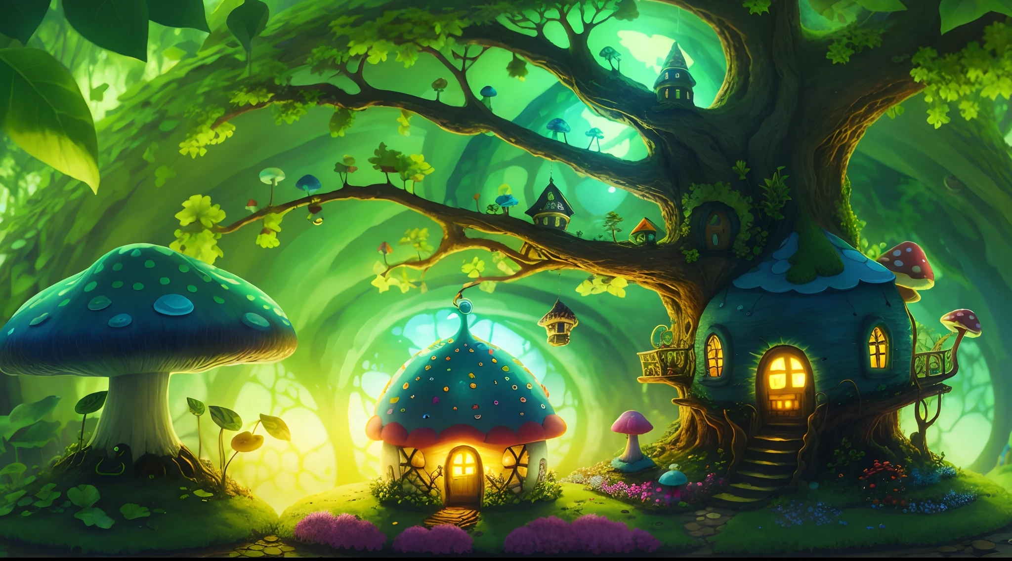 World in a bottle,A fairyland-like hideaway,Colorful mushroom house,a fairy world