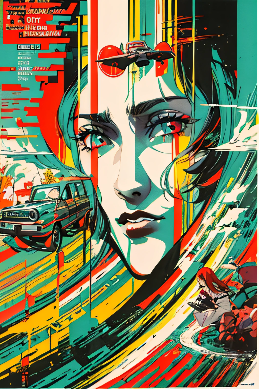 (((dramatic))), (((gritty))), (((intense)))), ocean, wet hunt, airport, The movie poster features \(Masterpiece, Best Quality), 8k Wallpaper, highly detailed, poster, vintage, 1960s, Bauhaus, cinematic movie poster, shapes, lines, abstract, propaganda, mid century modern, movie poster, The color palette is dominated by dark colors, dotted with bright colors, giving the poster a dynamic and visual impact, (magazine:1.3), (cover-style:1.3), fashionable, vibrant, outfit, posing, front, colorful, dynamic, background, element, confident, expressive, holding, statement, attachment, majestic, coiled, around, touch, scene, cover, eye-catching, fashion, catchy, bigger, eye-catching, modern, trendy, focused, stylish, no text