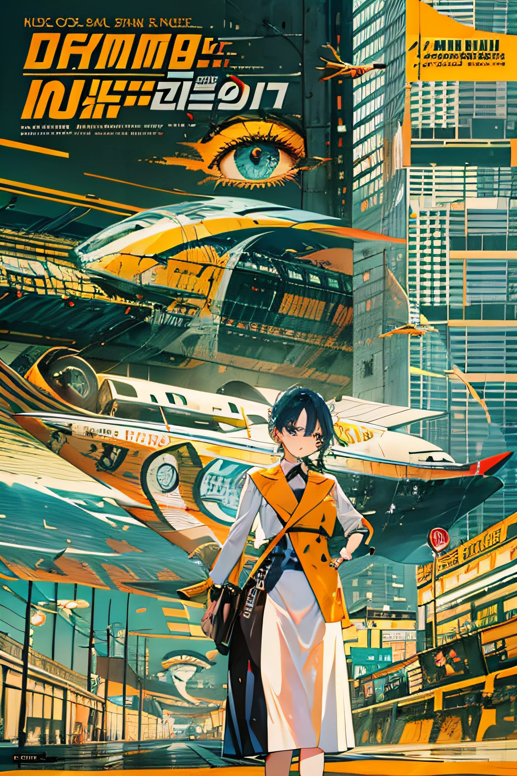 (((dramatic))), (((gritty))), (((intense)))), ocean, wet hunt,  airport, The movie poster features \(Masterpiece, Best Quality), 8k Wallpaper, highly detailed, poster, vintage, 1960s, Bauhaus, cinematic movie poster, shapes, lines, abstract, propaganda, mid century modern, movie poster, The color palette is dominated by dark colors, dotted with bright colors, giving the poster a dynamic and visual impact, (magazine:1.3), (cover-style:1.3), fashionable, vibrant, outfit, posing, front, colorful, dynamic, background, element, confident, expressive, holding, statement, attachment, majestic, coiled, around, touch, scene, cover, eye-catching, fashion, catchy, bigger, eye-catching, modern, trendy, focused, stylish, no text