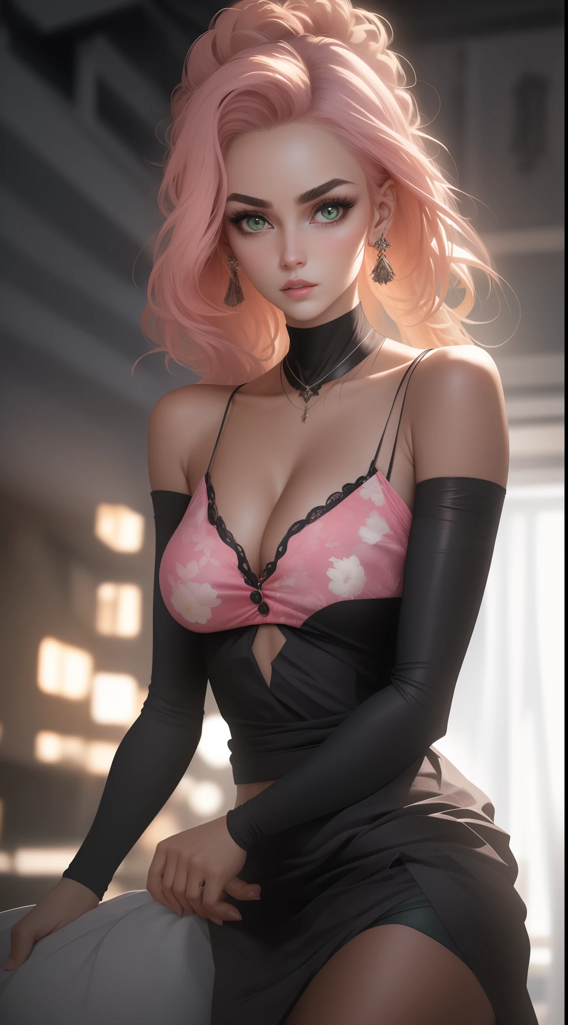 S beautiful queen,is depicted as a young girl with vibrant, emerald green eyes, fair skin, and long, pink hair. Her hair is typically worn in a short bob-style haircut,complemented by a forehead protector that she wears on her forehead, she is known for her petite and slender frame, which she often dresses in a simple, yet practical attire. She typically wears a red short-sleeved shirt, matching shorts, and black gloves. Her outfit is completed with black stockings and shinobi sandals. In terms of her facial features, Shr has a well-defined, oval-shaped face. She possesses a small button nose, rosy cheeks, and a pair of thin, arched eyebrows. Her eyes are one of her most striking features, shimmering with a vivid shade of green that adds a touch of liveliness to her appearance. Her lips are soft and pink, often curled into a determined expression, showcasing her strong will and determination. Her overall appearance exudes a youthful energy and a sense of femininity, which is further accentuated by her prominent eyelashes and slender fingers. Although her appearance may give off a delicate impression, She is a formidable ninja and proves time and again that she possesses great strength and skill.
