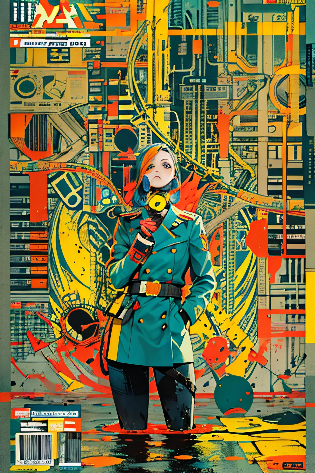 (((dramatic))), (((gritty))), (((intense)))), ocean, wet hunt, heavy machine, The movie poster features \(Masterpiece, Best Quality), 8k Wallpaper, highly detailed, poster, vintage, 1960s, Bauhaus, cinematic movie poster, shapes, lines, abstract, propaganda, mid century modern, movie poster, The color palette is dominated by dark colors, dotted with bright colors, giving the poster a dynamic and visual impact, (magazine:1.3), (cover-style:1.3), fashionable, vibrant, outfit, posing, front, colorful, dynamic, background, element, confident, expressive, holding, statement, attachment, majestic, coiled, around, touch, scene, cover, eye-catching, fashion, catchy, bigger, eye-catching, modern, trendy, focused, stylish, no text