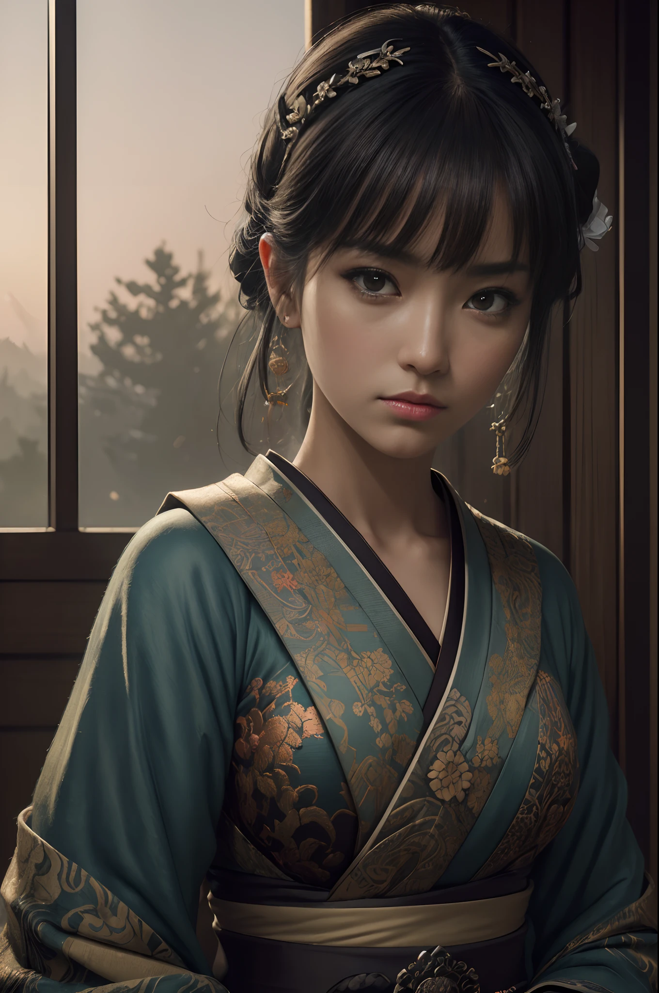 (dark shot:1.4), 80mm, (dark shot:1.4), 80mm, epic realistic, painting of a geisha with european features entering a japanese pine forest, by range murata, a big red sun in the background, stunning, matted, paul gauguin, van gogh, art by greg rutkowski and artgerm, soft cinematic light, adobe lightroom, photolab, hdr, intricate, highly detailed, (depth of field:1.4), (dark shot:1.22), neutral colors, (hdr:1.4), (muted colors:1.4), (intricate), (artstation:1.2), hyperdetailed, dramatic, intricate details, (technicolor:0.9), (rutkowski:0.8), cinematic, detailed, soft light, sharp, exposure blend, medium shot, bokeh, (hdr:1.4), high contrast, (cinematic, teal and orange:0.85), (muted colors, dim colors, soothing tones:1.3), low saturation, (hyperdetailed:1.2), (noir:0.4), soft light, sharp, exposure blend, medium shot, bokeh, (hdr:1.4), high contrast, (cinematic, teal and orange:0.85), (muted colors, dim colors, soothing tones:1.3), low saturation, (hyperdetailed:1.2), (noir:0.4), (intricate details:1.12), hdr, (intricate details, hyperdetailed:1.15)