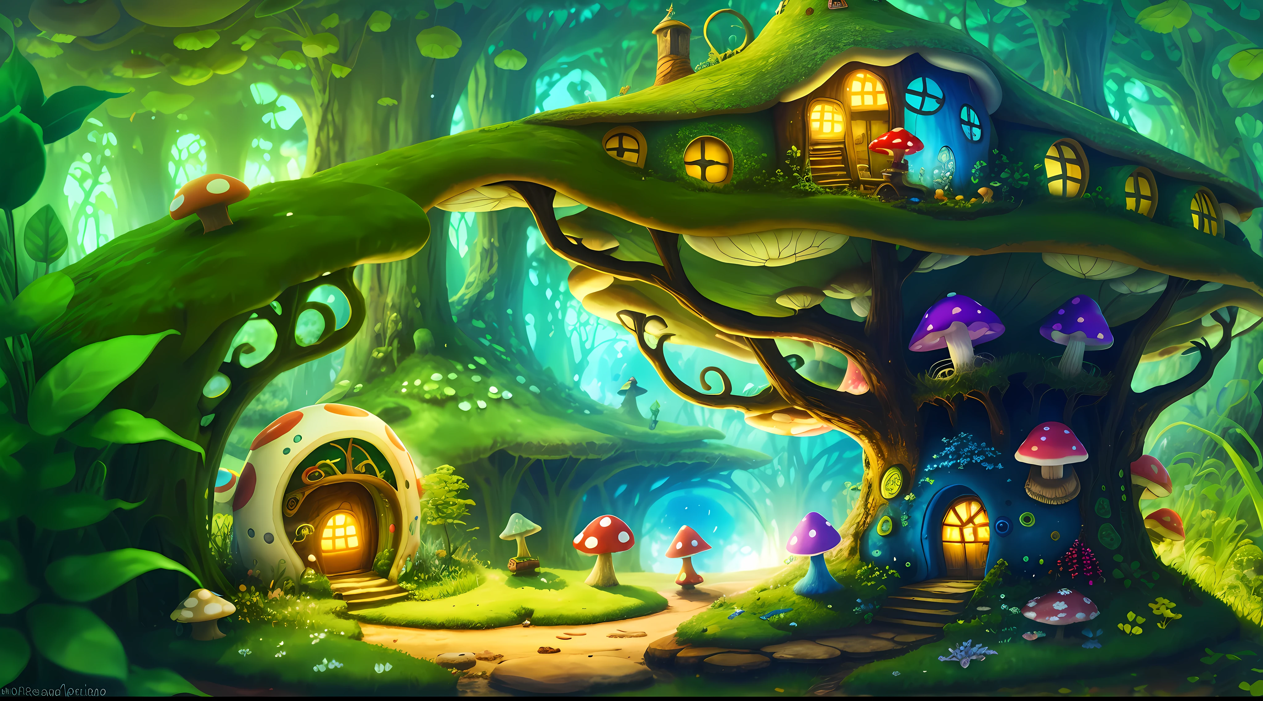 World in a bottle，A fairyland-like hideaway，Colorful mushroom house，a fairy world