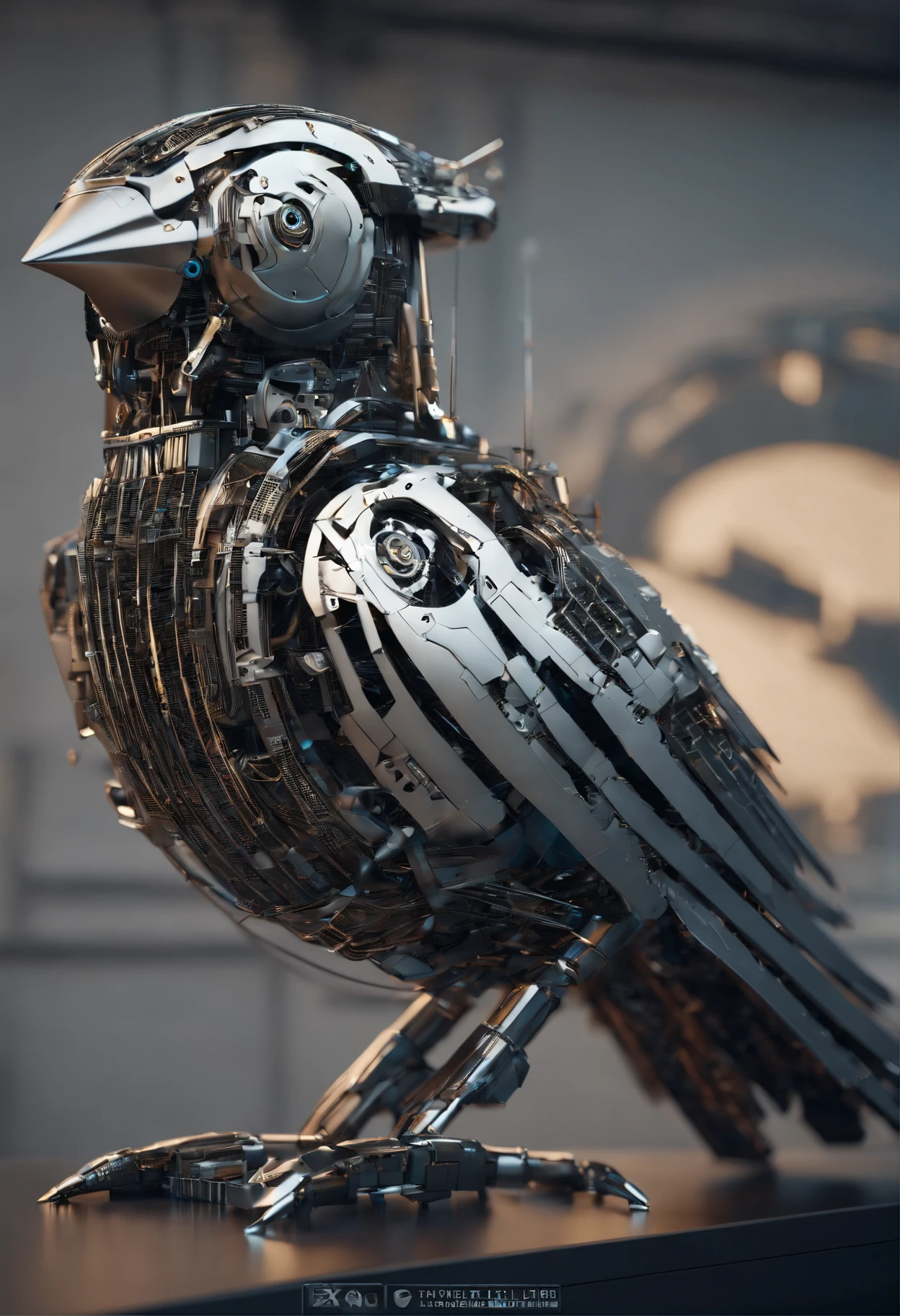 mechanical bird,metallic feathers,artificial intelligence,Futurism,Theo Jansen,The Wind-up Bird Chronicle,Close-up shot,