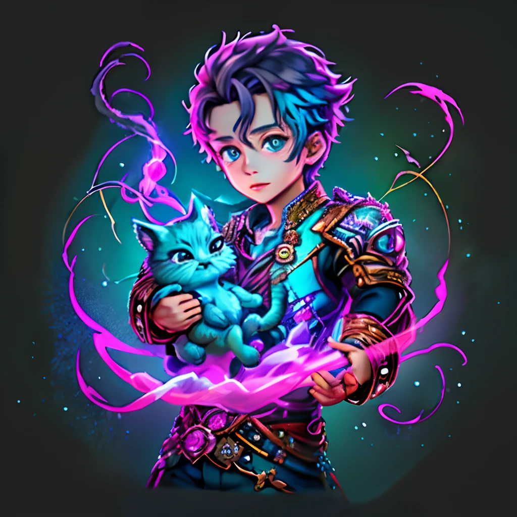 Irridescent color、Colorful cat,Farbe々ornamented、Bright background,adolable,Fantasy,intricate-detail {brightened,K HD,32k constellations