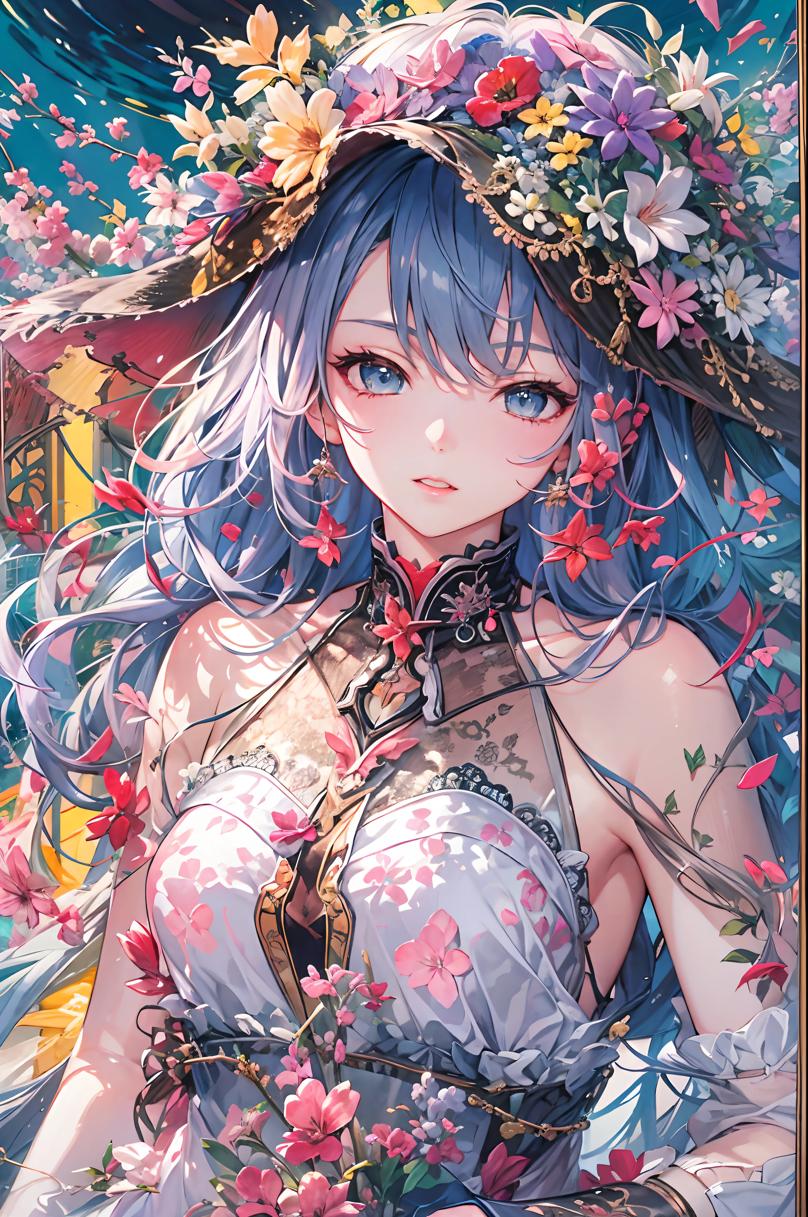 tmasterpiece、top-quality、ultra - detailed、offcial art、aestheticly pleasing、1girl in、Fault art:1.5、extremely colorful:1.5
