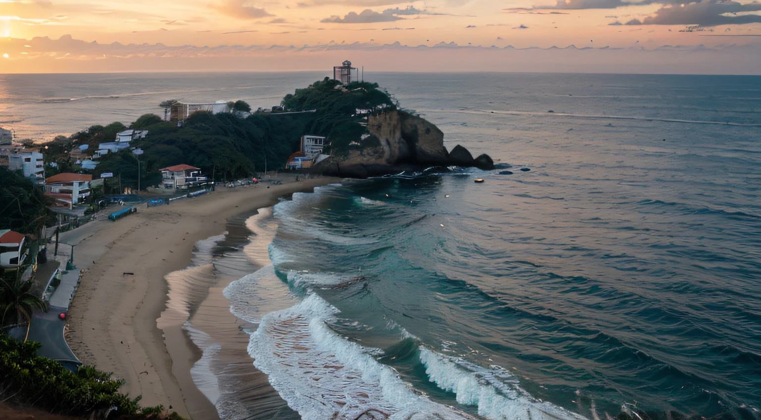 paisagem de mar com por do sol com uma pessoa de joelhos orando