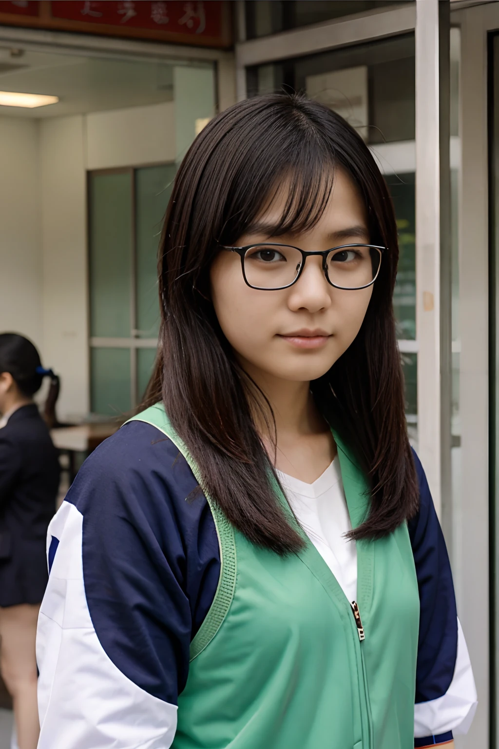 Taiwanese high school student,wears glasses ,校服