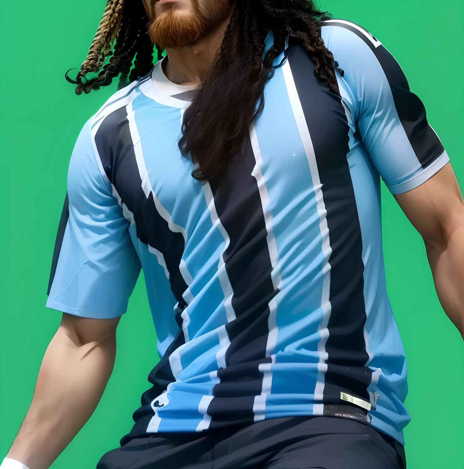 Man with hair and Grêmio Futebol Clube t-shirt