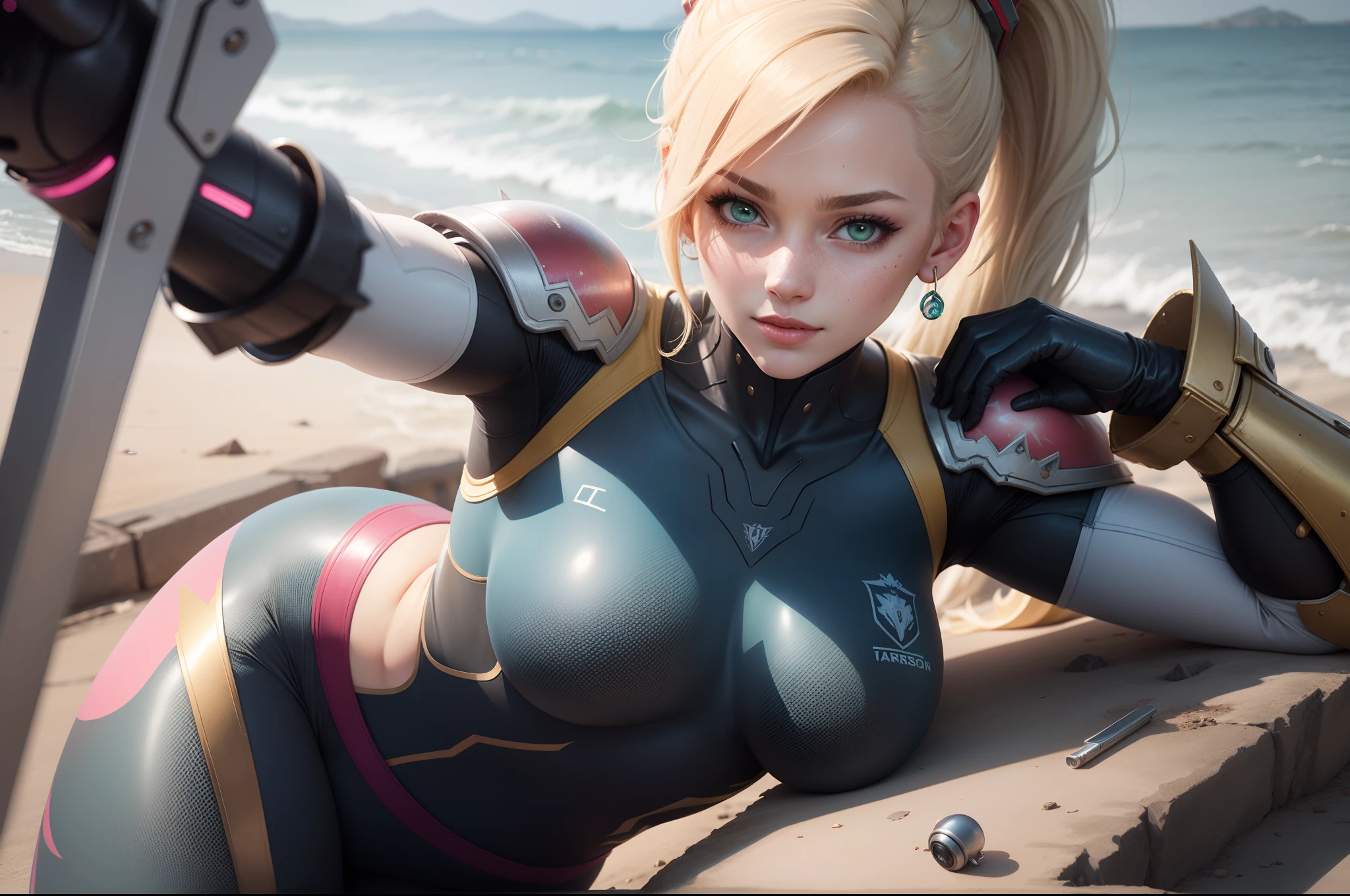 (best quality). (Ultra Detalhado). (1girl), Olhando para o Viewer. (Antecedentes detalhados). belos olhos detalhados. rosto delicado e bonito. (high saturation), seios grandes, droopy breasts, sexy Harley Quinn costume, big breasts 