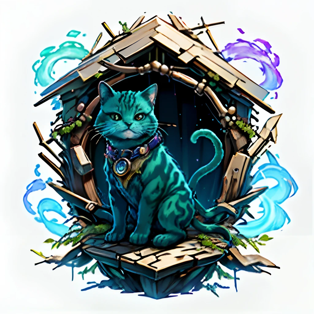 Irridescent color、Colorful cat,Farbe々ornamented、Bright background,adolable,Fantasy,intricate-detail {brightened,K HD,32k constellations
