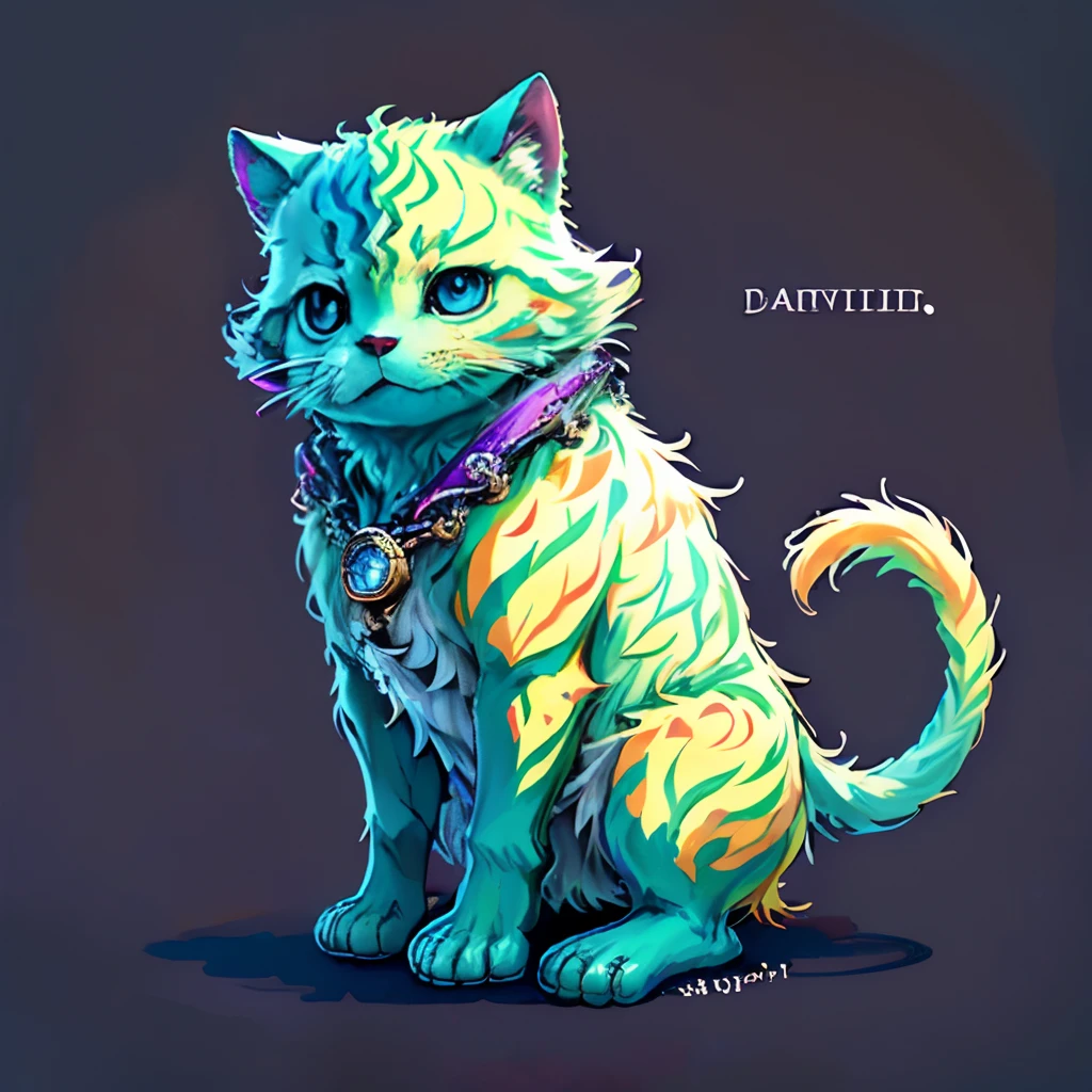 Irridescent color、Colorful cat,Farbe々ornamented、Bright background,adolable,Fantasy,intricate-detail {brightened,K HD,32k constellations