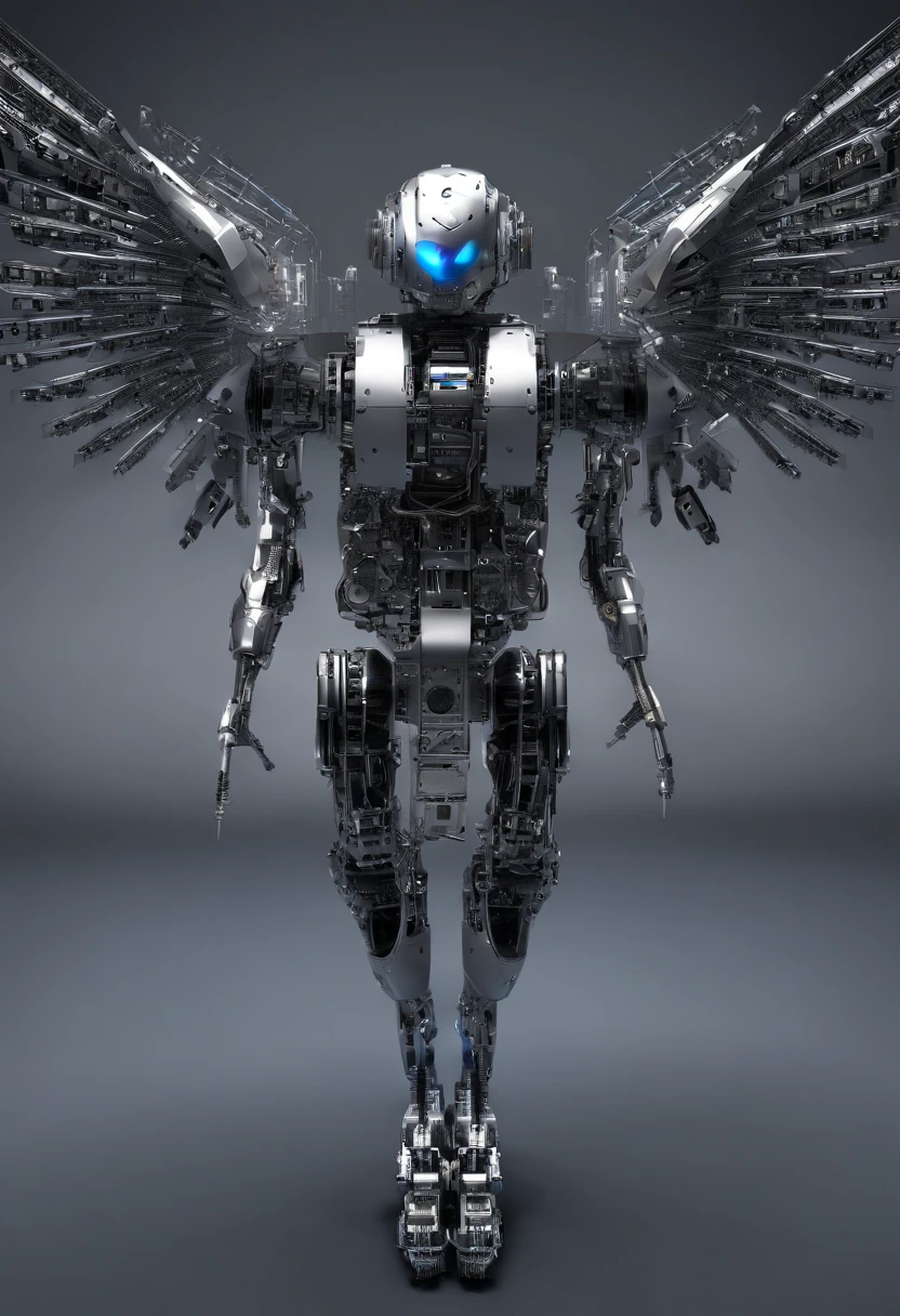 A mechanical bird scrambles to spread its wings