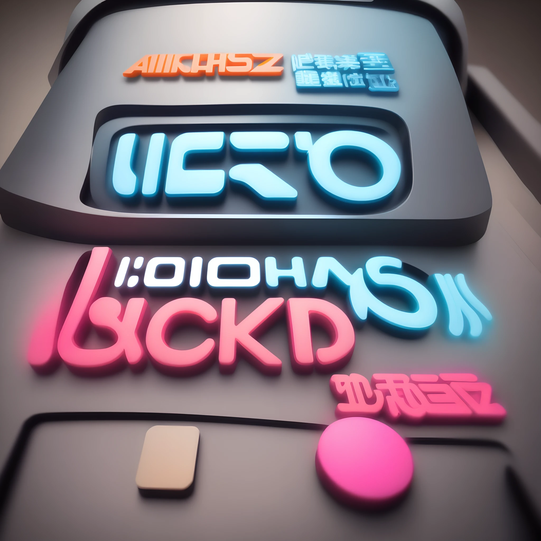 Create a icon logo with the word Cho, y2k, futuristic, hot pink, rainbow, detailed, creative, 3D, font