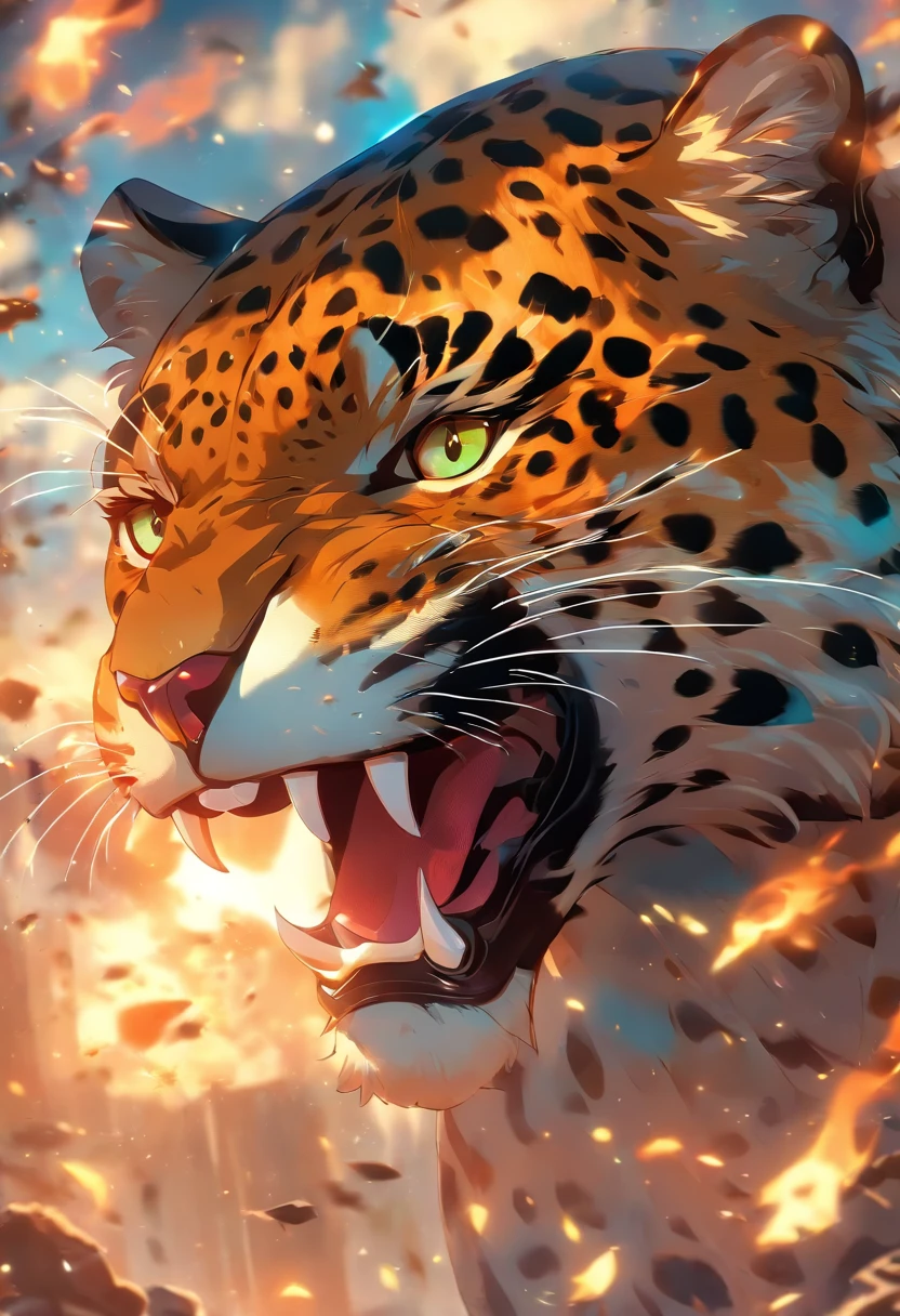 (((jaguar head)))best quality, ultra-high resolution, CG detalhado 4K, piece of master, Tezcatlipoca, Deus Maia, Jaguar, colar de espelho, Roupas Maias, Chest mirror, Mitologia maia, deserto, smoke billowing, ((corpo humanoide)) mexico, esthetic, Beautiful image, centralizado na tela