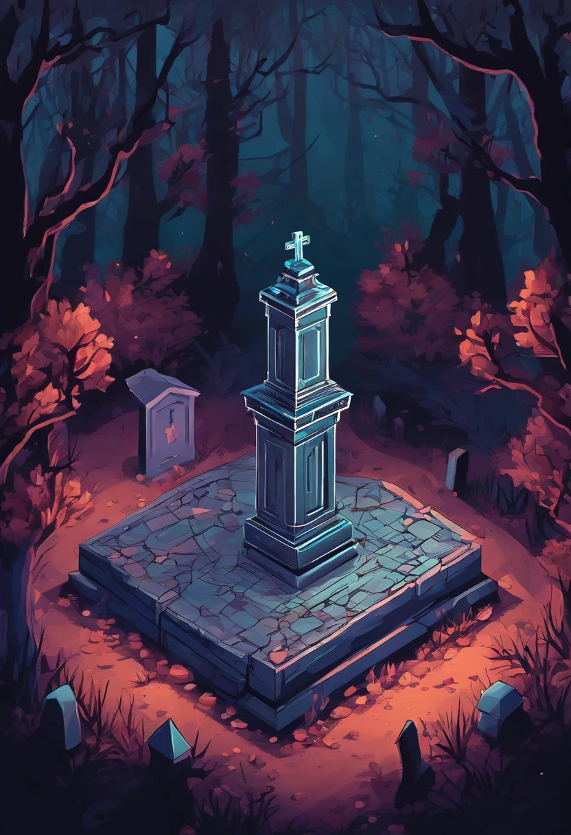 scary grave yard in the dark forest