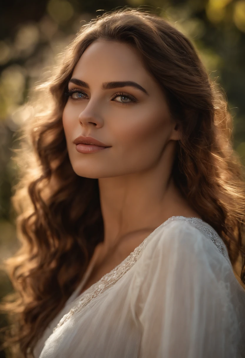 (best quality,ultra-detalhado),(fotorrealista), Woman,Realistic,belos olhos detalhados,beautiful detailed lips,detailed facial features,long eyelashes,corpo feminino,pele lisa,sensualidade transmitida com bom gosto,natural lighting,sombras suaves,classical portrait,pose cativante,vivid colors,curvas sutis,harmonious composition