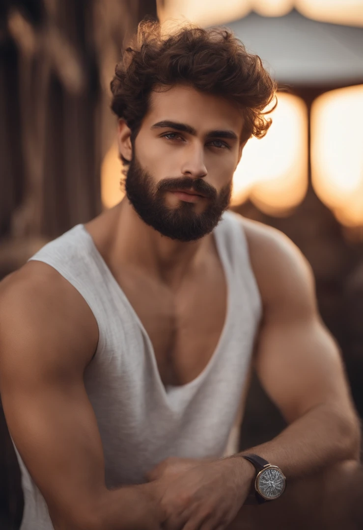 Homme de 20 ans avec barbe, poitrine poilue, hairy shoulders, sparse chest hair, cheveux, Strong male characteristics, Very attractive man with beard, Bel homme barbu, torse masculin partiellement poilu, Barbu, chaume, Male characteristics, Curly beard, perfect details, very realistic, yeux bleus, Characteristics of Arabic, Random Summer Clothes
Waiting to Start