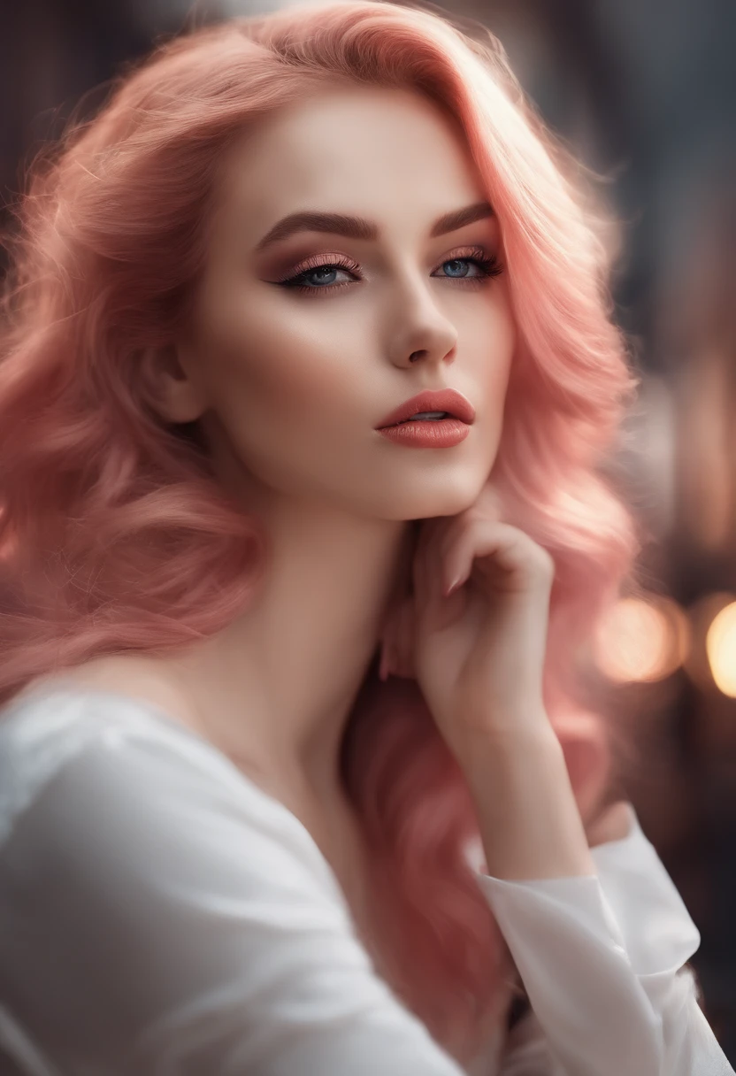 meisterwerk, best qulaity, foto realistisch, asda, gesicht, 1girls, kopf, dicke lippen, rosa haare, sitzen, nasse, shinny skin, mix4, honkai star rail