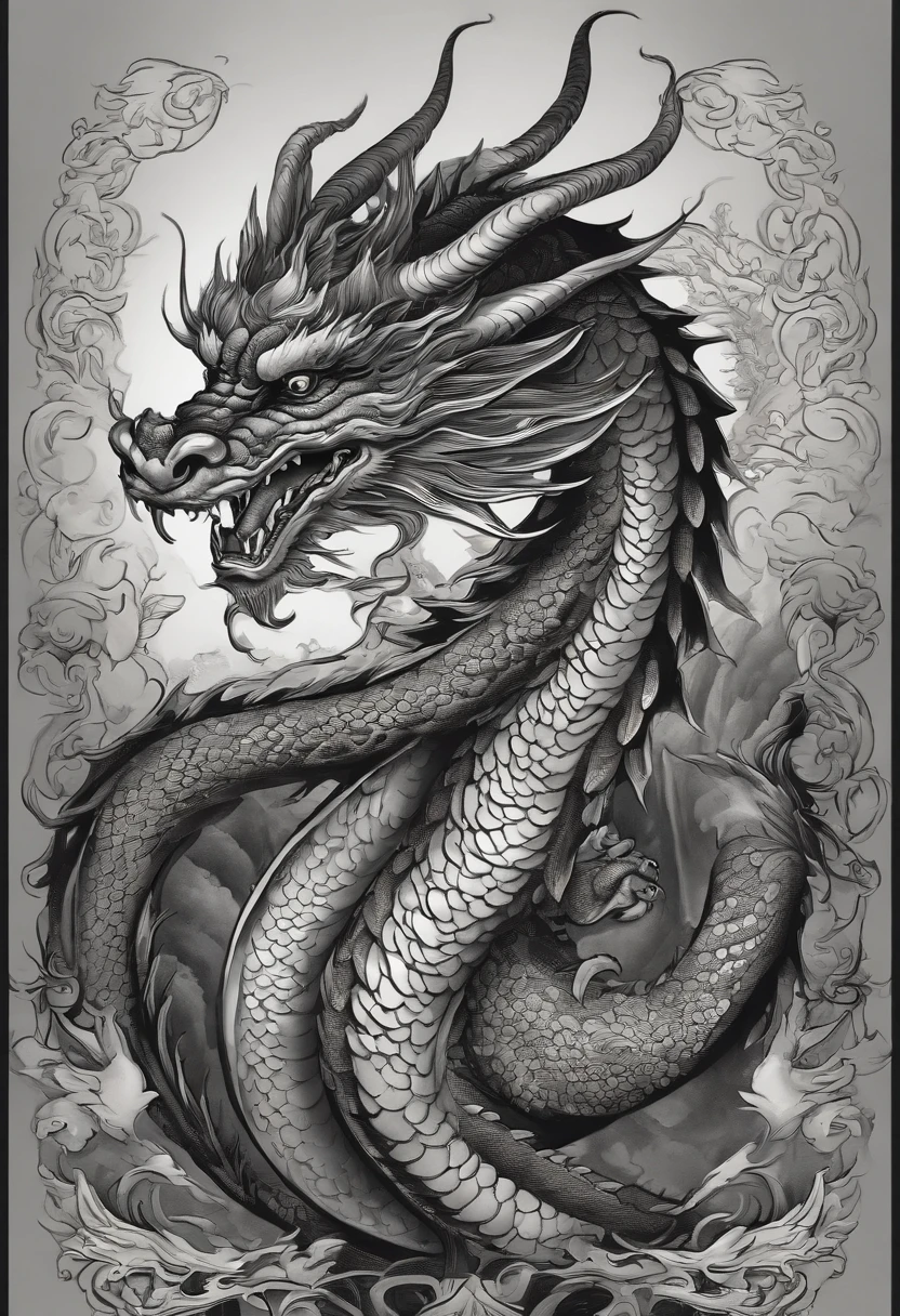 ink wash style，chinesedragon，Five-clawed dragon，Chinese style