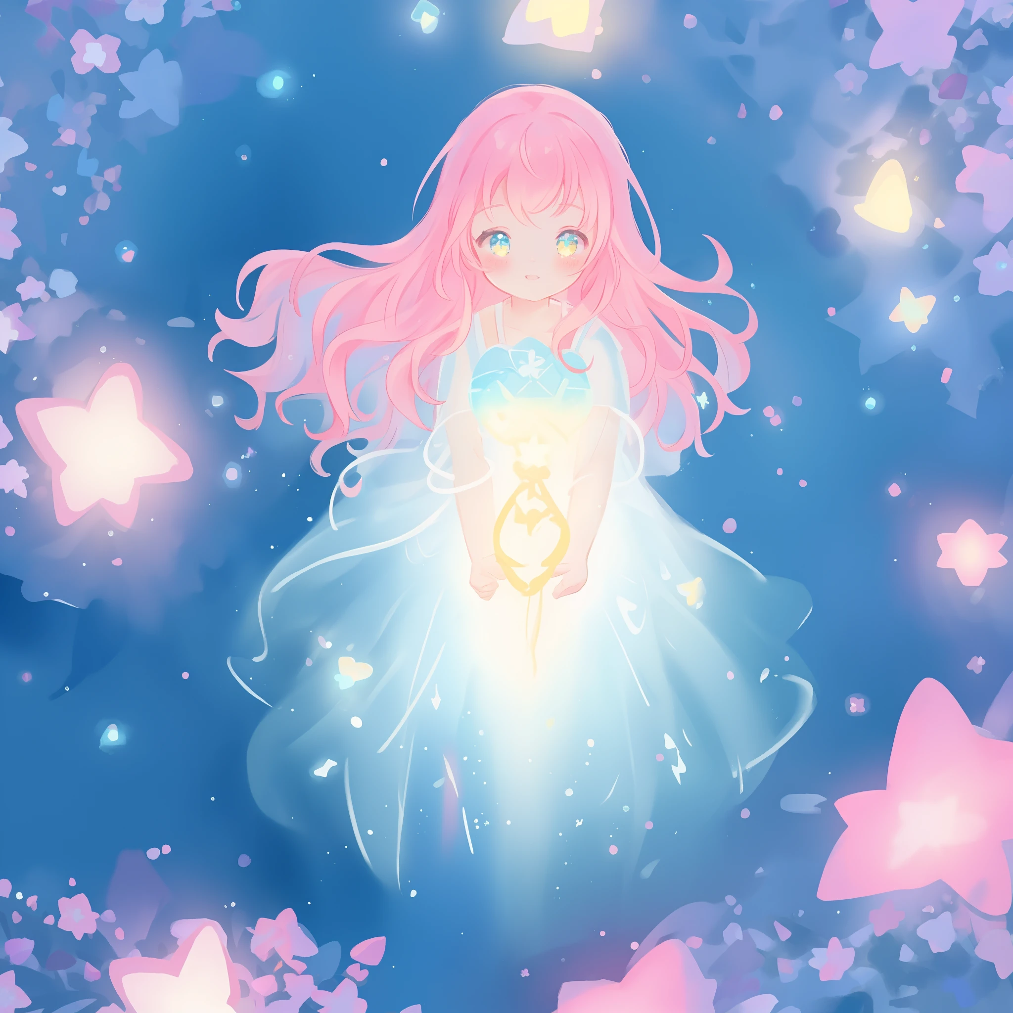 beautiful girl in flowing gradient layered ballgown, flowing pink hair, whimsical fantasia and flowers background, vibrant pastel colors, (colorful), magical lights, magical flowers, flowers, glowing lights, red pink long wavy hair, sparkling lines of light, inspired by Glen Keane, inspired by Lois van Baarle, disney art style, by Lois van Baarle, glowing aura around her, by Glen Keane, jen bartel, glowing lights! digital painting, flowing glowing hair, glowing flowing hair, beautiful digital illustration, fantasia background, whimsical, magical, fantasy, beautiful face, ((masterpiece, best quality)), intricate details, highly detailed, sharp focus, 8k resolution, sparkling detailed eyes, liquid watercolor