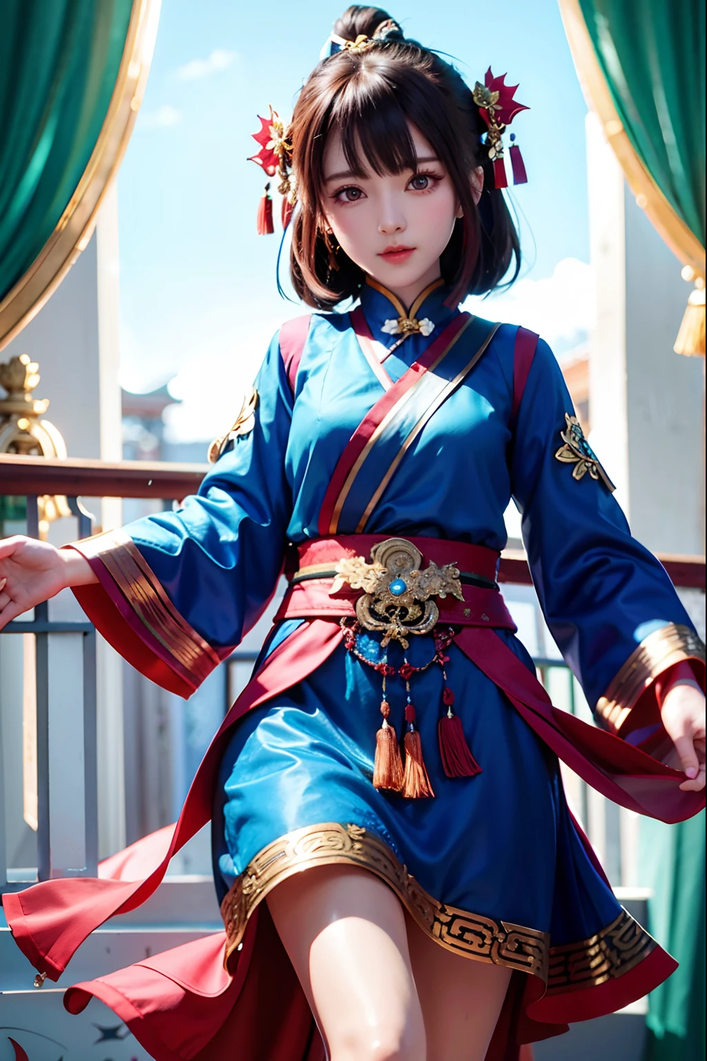 The best depiction of the Chinese Tang Dynasty noble concubine Yang Guifei, with a strong and wonderful figure, just right, wearing gorgeous Tang costumes, conservative Tang Dynasty ladies' clothing