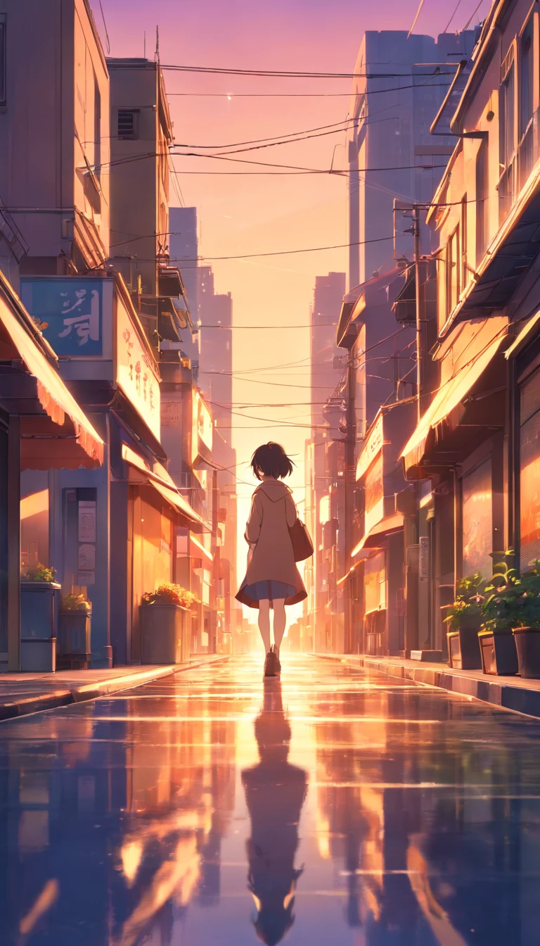sunset in the city, vivid colors, ultra-detailed, best quality, HDR, highres, portrait, urban landscape, warm tones, vibrant sky, cinematic lighting, bustling streets, tall buildings, glowing windows, silhouette of a couple holding hands, reflecting light on the water, dramatic shadows, city skyline, bustling traffic, golden hour, soft and warm lighting, street lamps, distant mountains, peaceful atmosphere, urban beauty
