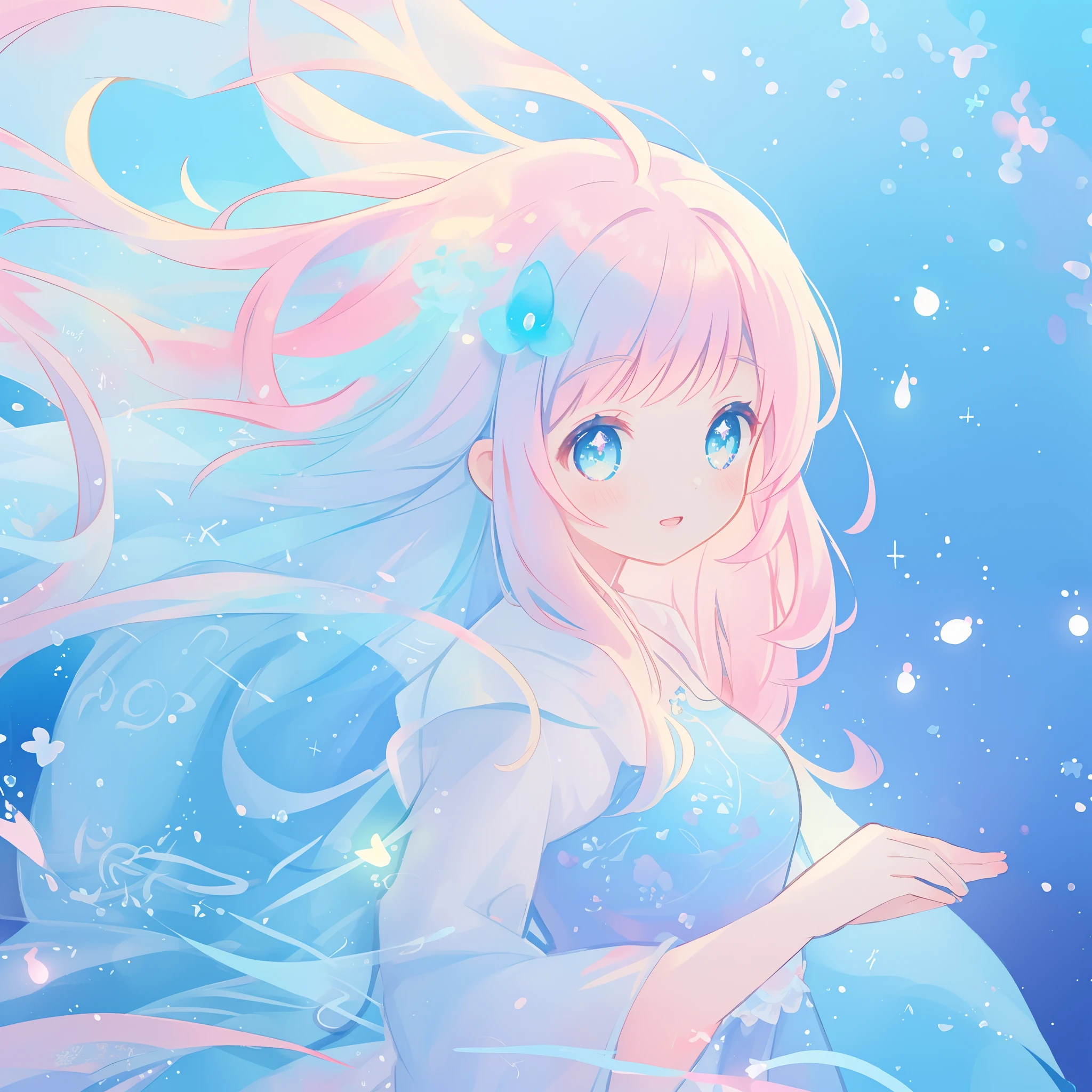 beautiful anime girl in colorful liquid dress, vibrant pastel colors, (colorful), magical lights, sparkling lines of light, inspired by Glen Keane, inspired by Lois van Baarle, disney art style, by Lois van Baarle, glowing aura around her, by Glen Keane, jen bartel, glowing lights! digital painting, flowing glowing hair, glowing flowing hair, beautiful digital illustration, fantasia background, whimsical, magical, fantasy, beautiful face, ((masterpiece, best quality)), intricate details, highly detailed, sharp focus, 8k resolution, sparkling detailed eyes, liquid watercolor