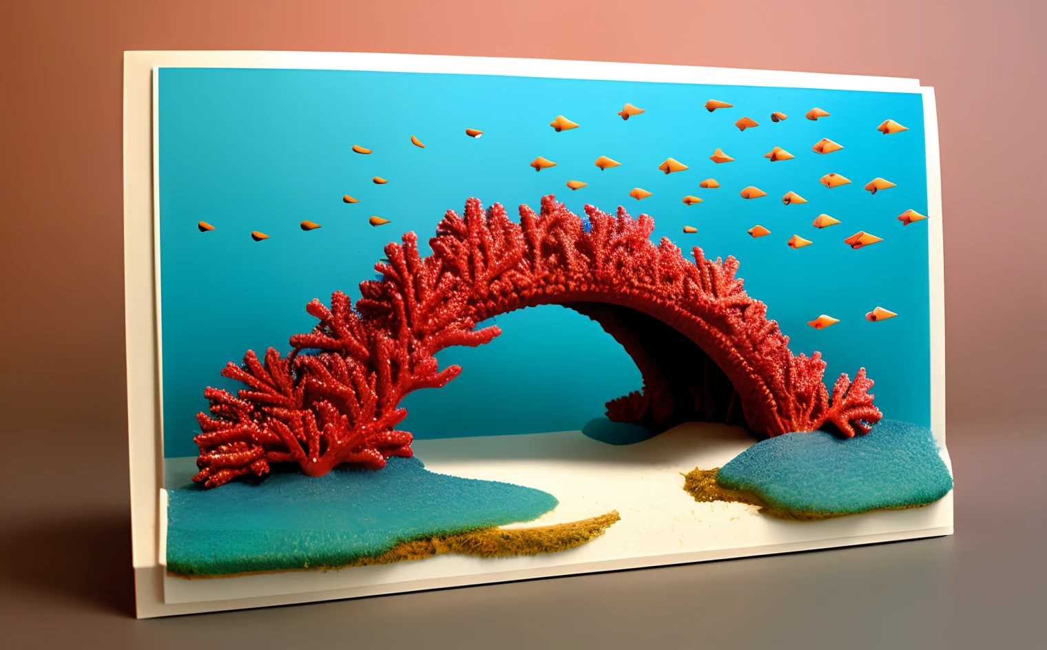 Illustration Pop Bridge with piers made of coral Under the sea