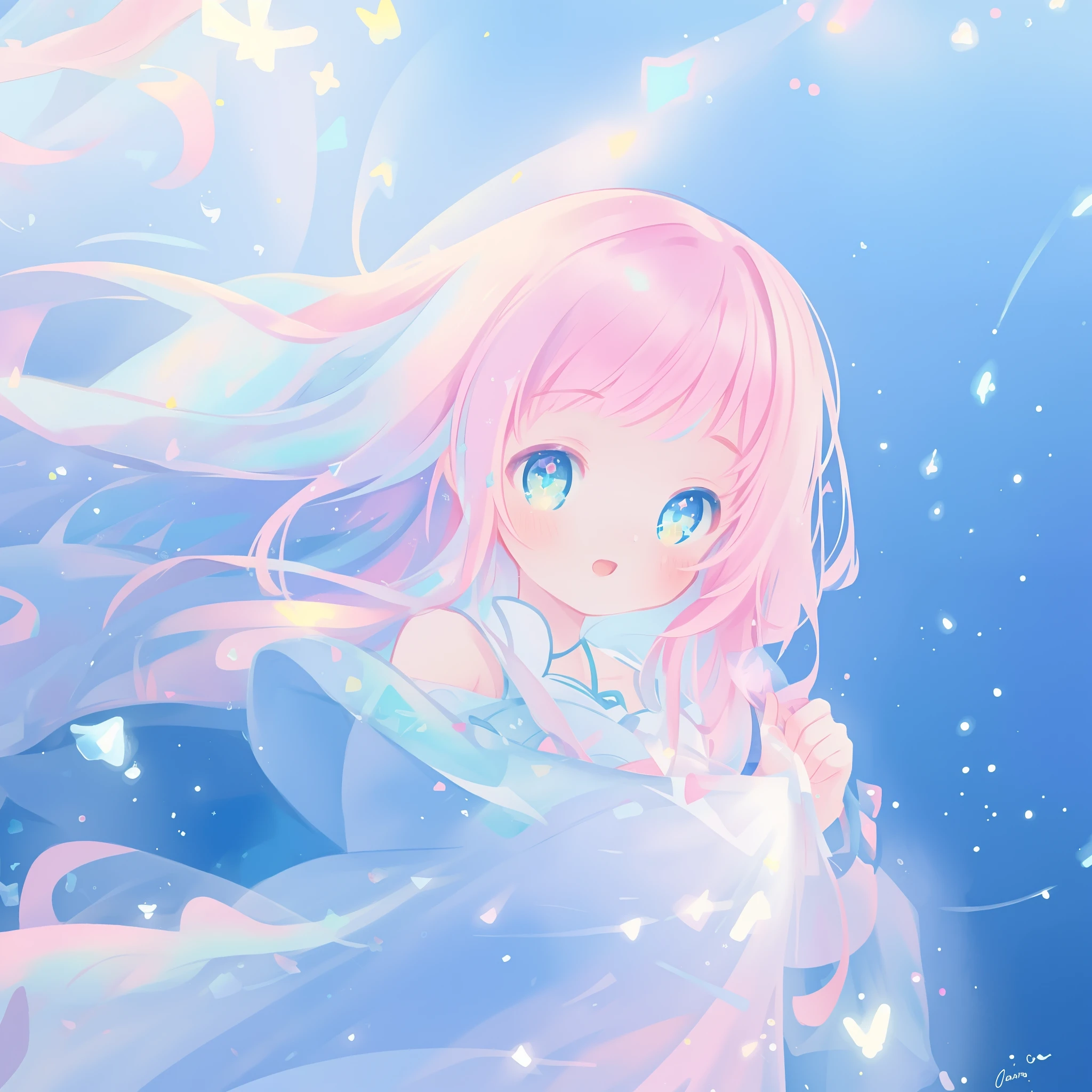beautiful anime girl in colorful liquid dress, vibrant pastel colors, (colorful), magical lights, sparkling lines of light, inspired by Glen Keane, inspired by Lois van Baarle, disney art style, by Lois van Baarle, glowing aura around her, by Glen Keane, jen bartel, glowing lights! digital painting, flowing glowing hair, glowing flowing hair, beautiful digital illustration, fantasia background, whimsical, magical, fantasy, beautiful face, ((masterpiece, best quality)), intricate details, highly detailed, sharp focus, 8k resolution, sparkling detailed eyes, liquid watercolor