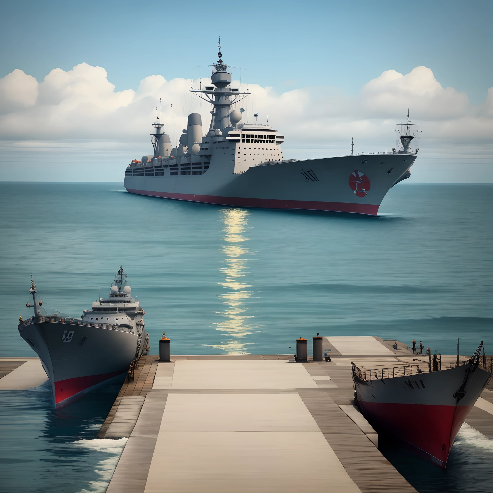 calm seas,Countless warships came on
