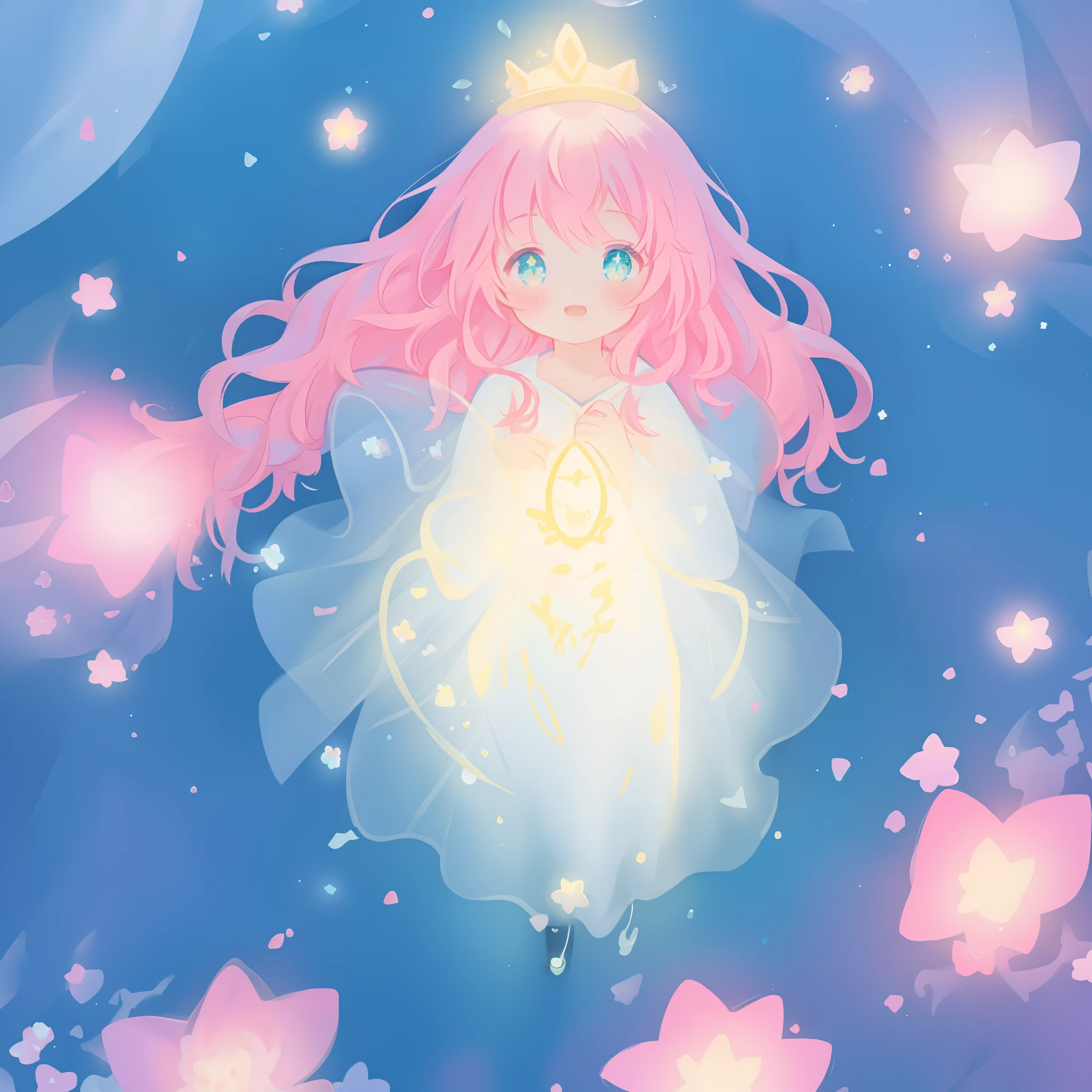 beautiful girl in flowing gradient tiered ballgown, shimmering translucent fabric, ethereal, flowing pink hair, whimsical fantasia and flowers background, vibrant pastel colors, (colorful), magical lights, magical flowers, flowers, glowing lights, red pink long wavy hair, sparkling lines of light, inspired by Glen Keane, inspired by Lois van Baarle, disney art style, by Lois van Baarle, glowing aura around her, by Glen Keane, jen bartel, glowing lights! digital painting, flowing glowing hair, glowing flowing hair, beautiful digital illustration, fantasia background, whimsical, magical, fantasy, beautiful face, ((masterpiece, best quality)), intricate details, highly detailed, sharp focus, 8k resolution, sparkling detailed eyes, liquid watercolor