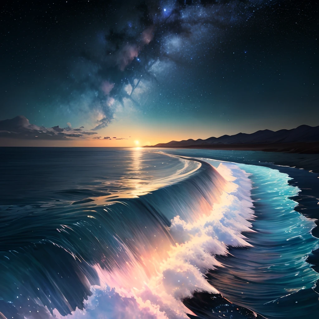A sea with a starry sky