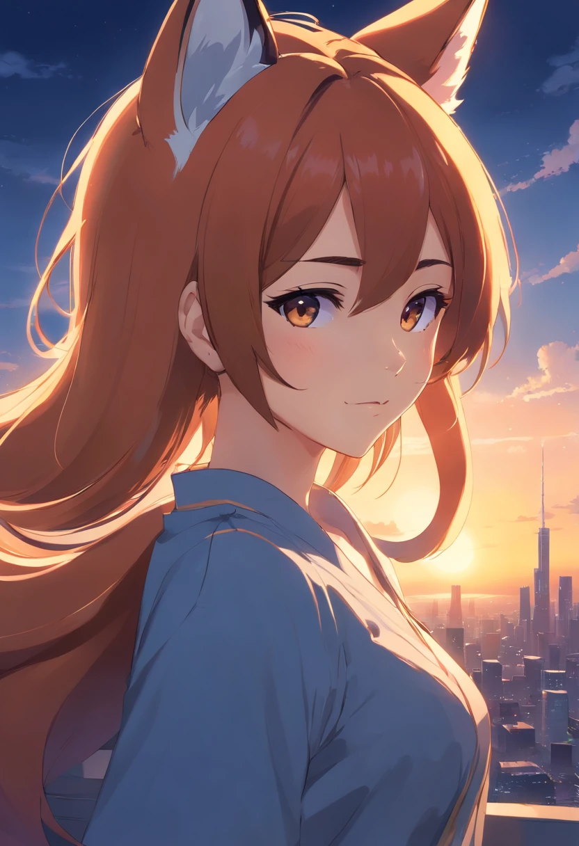 fox ears, femele, Sexy, pectorals,