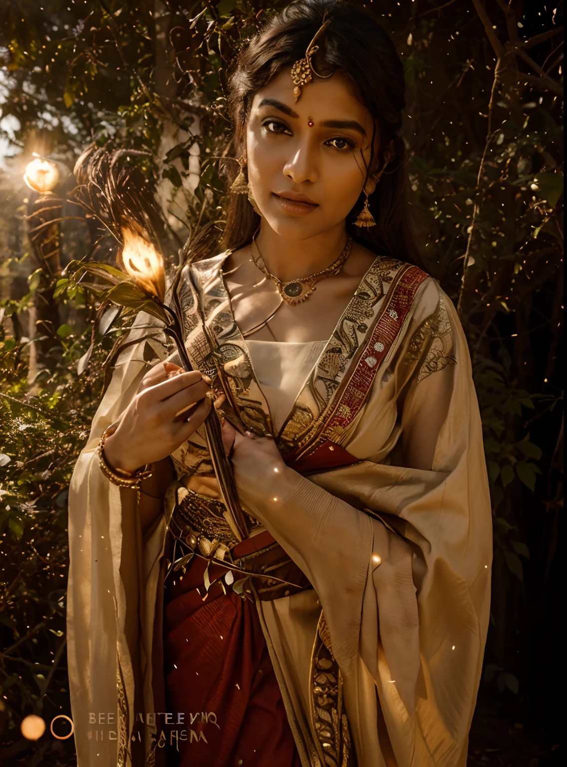Indian queen realistic 8k ultra natural forest background