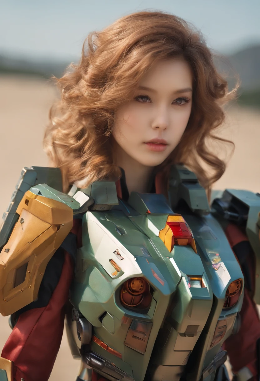 A girl with gundam, very detail, realistic