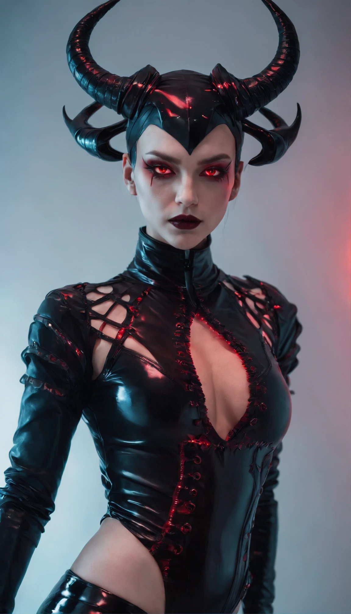 an grey alien monster vampire, wearing a meat dress, angry screaming happy sad crying, in a candy street, lots of insect people looking at her, 8k