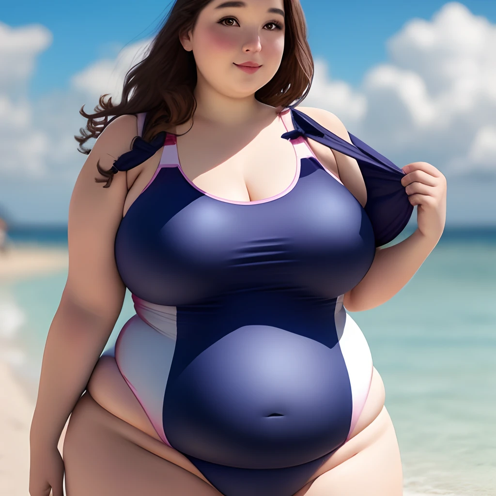 Fat woman in swimsuit