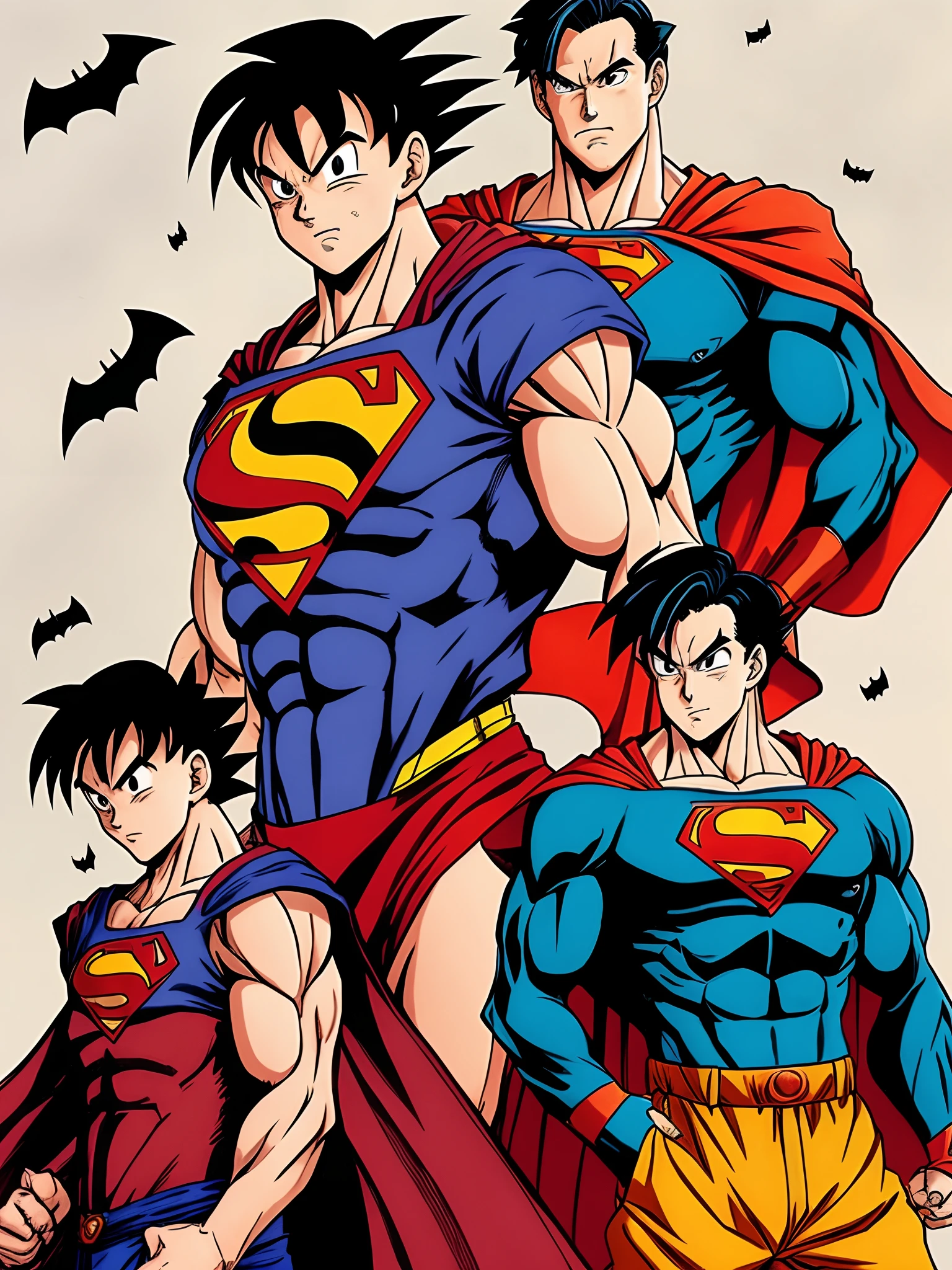 Goku fusionado con superman y batman