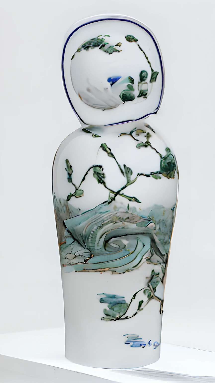 A girl wearing a green ceramic floral dress