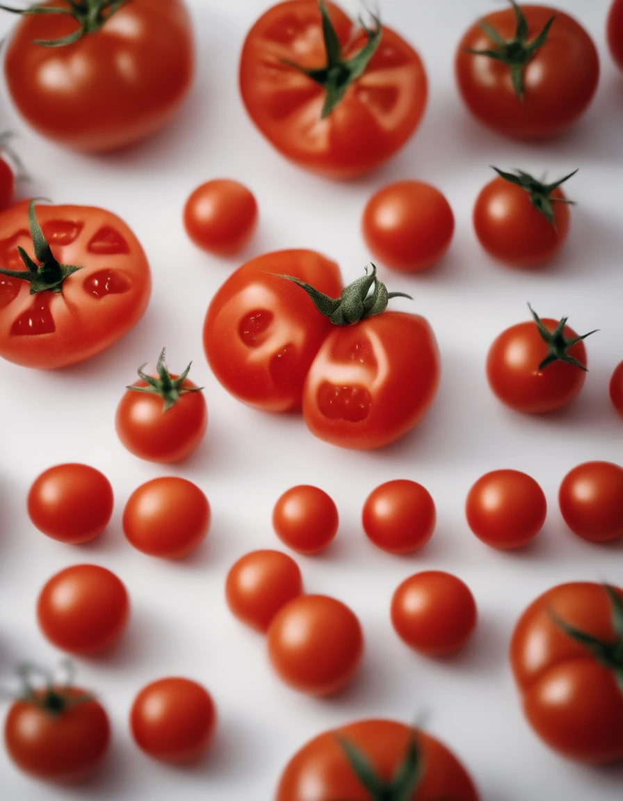 realisitic,a picture,in 8K,Bright atmosphere,1 tomato,fresh,white backgrounid,White background