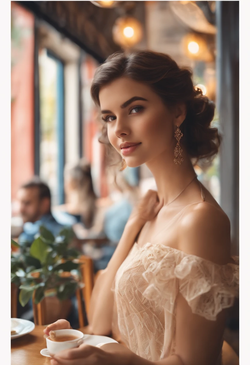 cute girl in a café