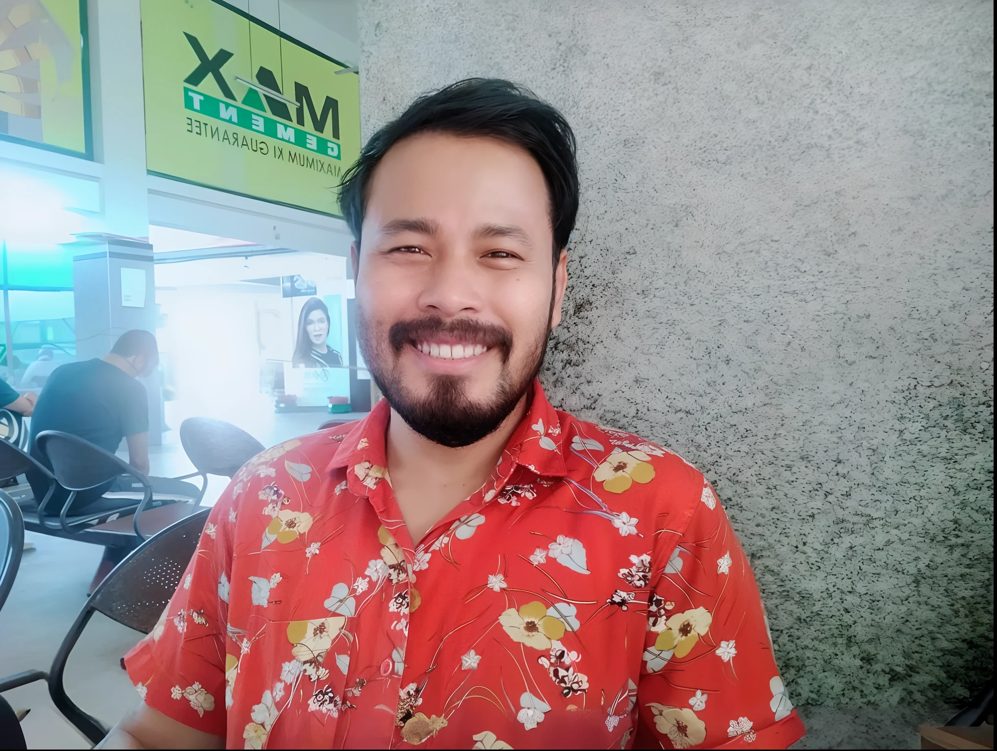 there is a man that is smiling and wearing a red shirt, ramil sunga, josan gonzales, nivanh chanthara, in style of lam manh, kilin eng, bao pham, profile picture 1024px, josan gonzales!!!, raden saleh, avatar image, xiang duan, liang xing